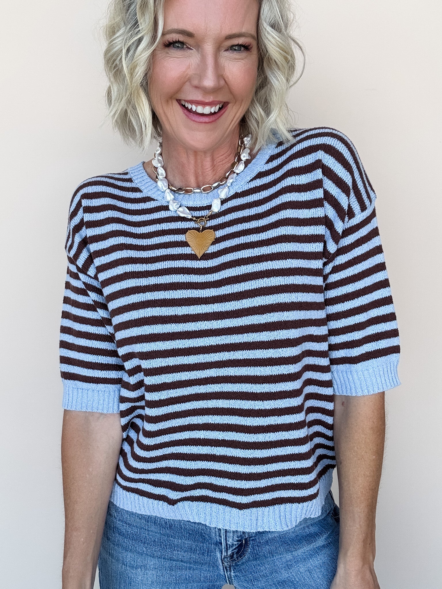 Good Measure Knit Top | Brown Blue