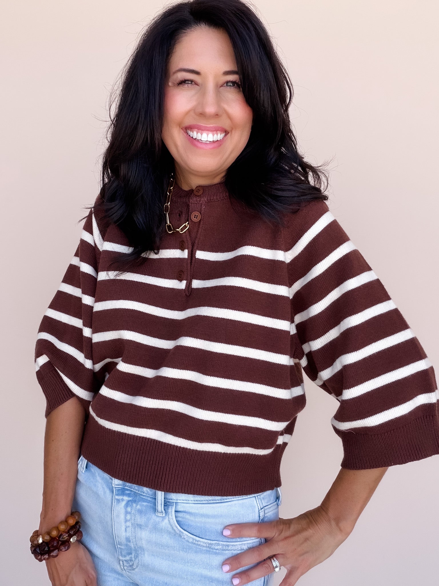 Spirit Henley Sweater | Brown