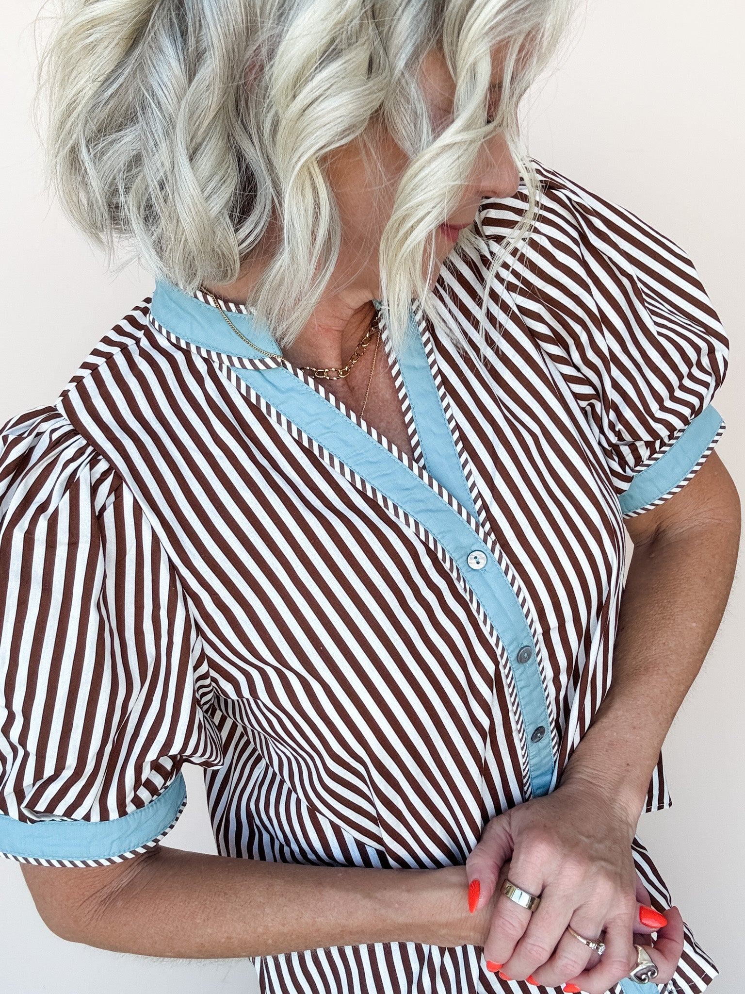 Storyline Stripe Top | Brown