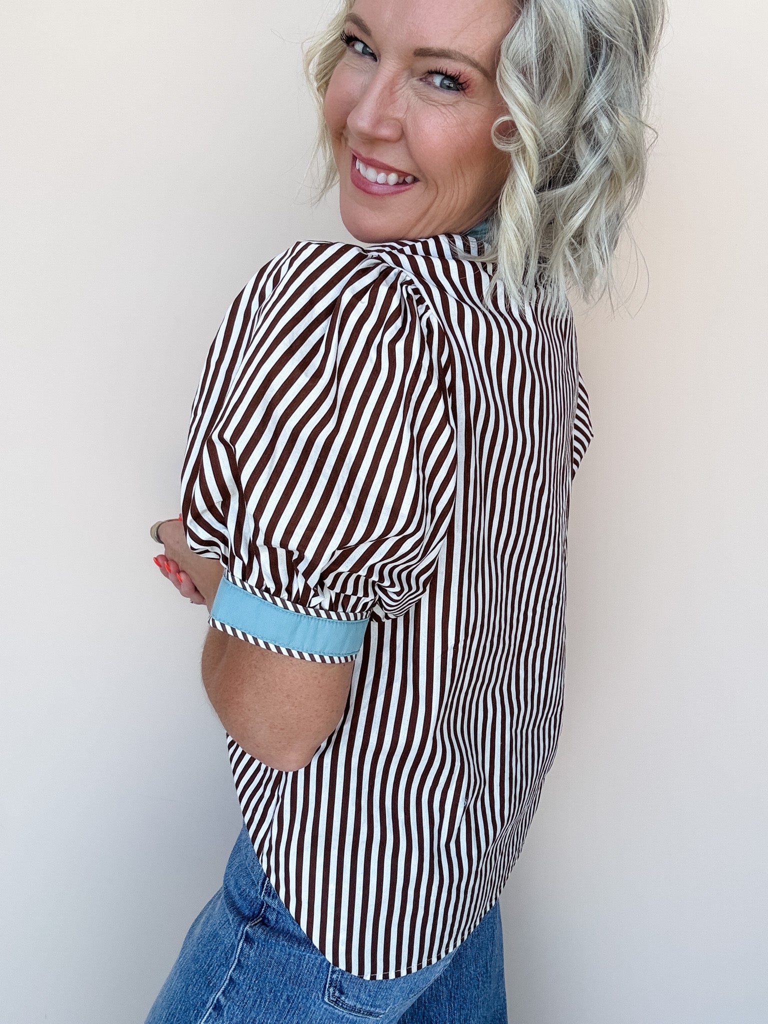 Storyline Stripe Top | Brown