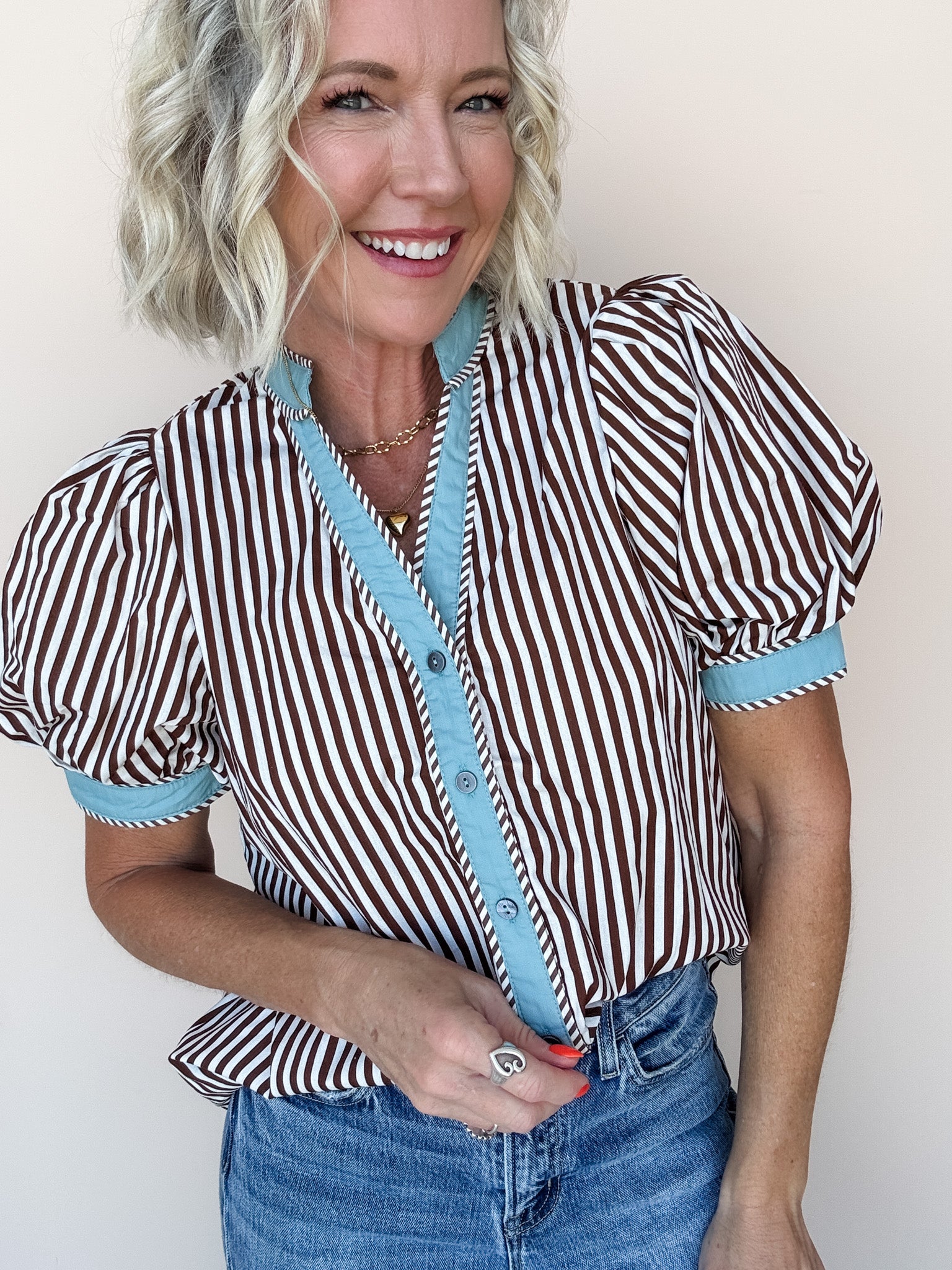 Storyline Stripe Top | Brown