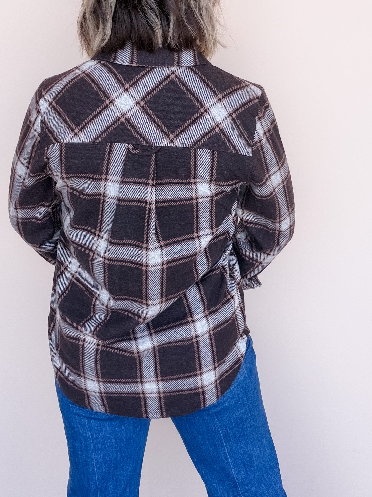 Cassie Button Down | Coffee Plaid
