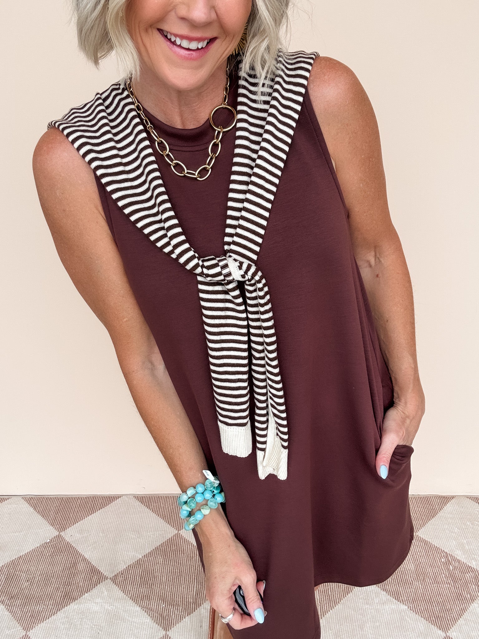 Cambridge Tie Dress | Brown