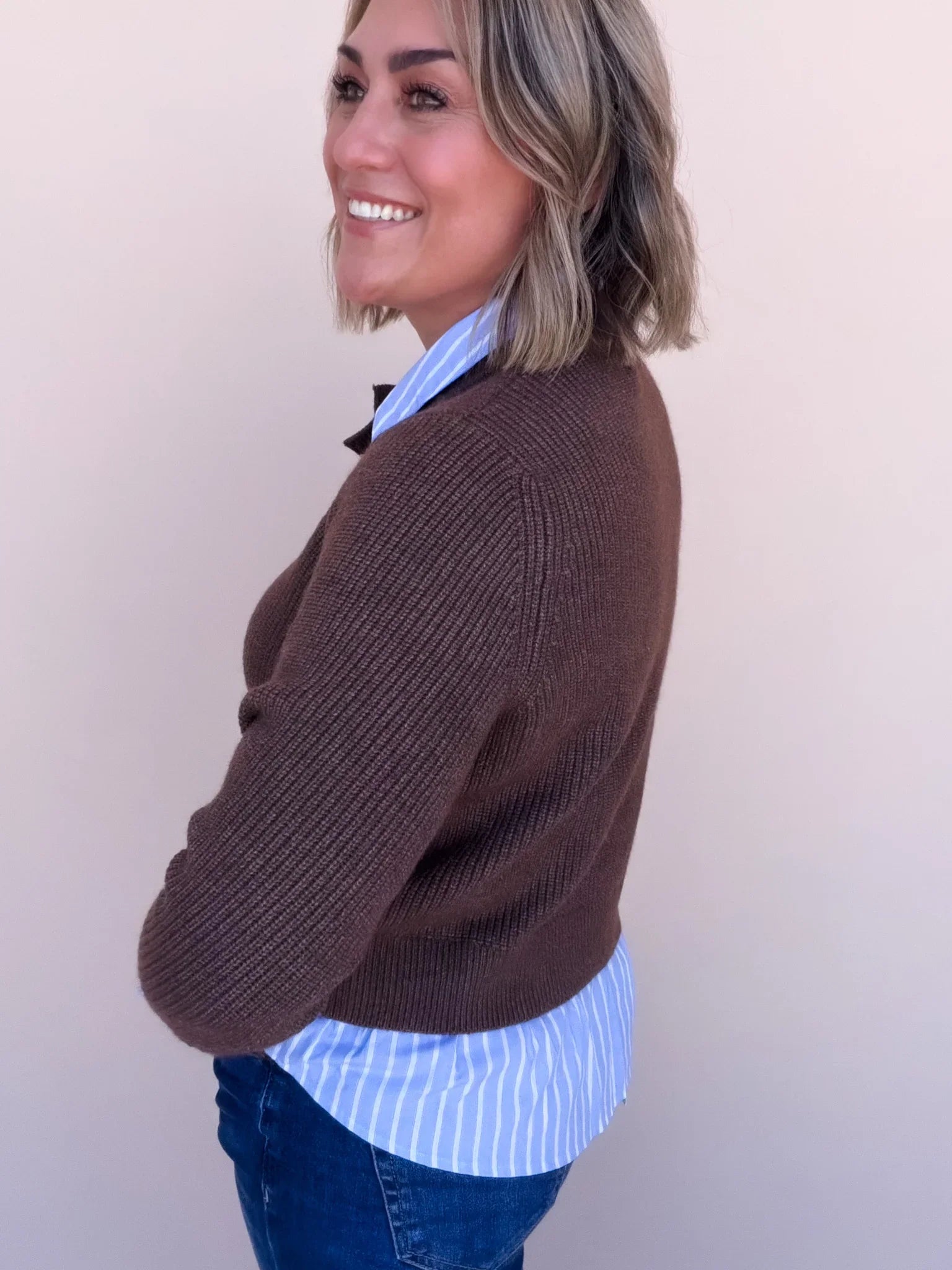 Tailored Twist Sweater | Brown