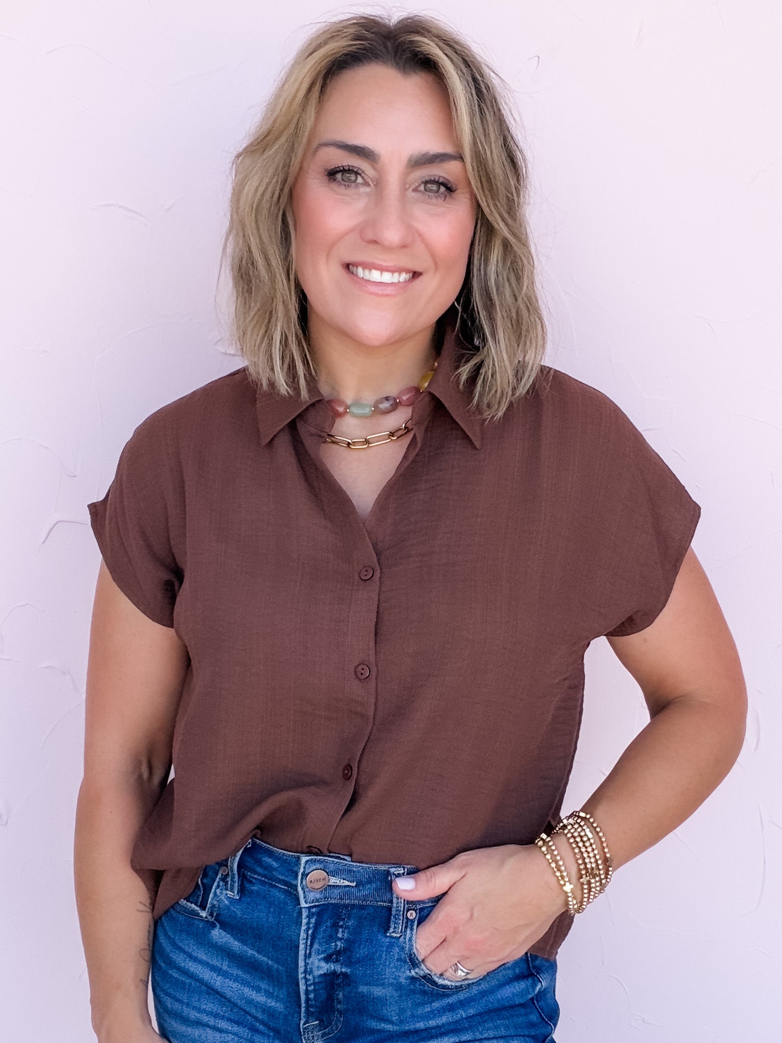 Brown Sugar Linen Top