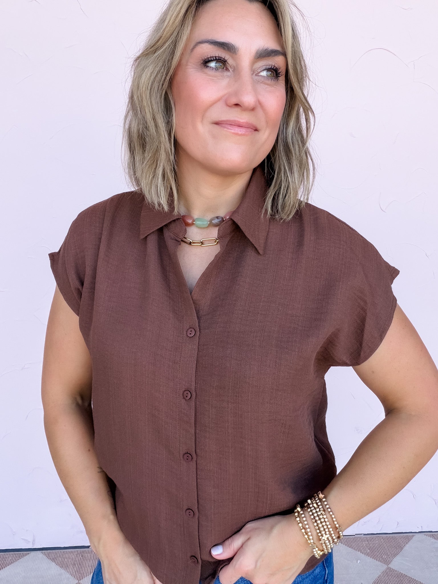 Brown Sugar Linen Top