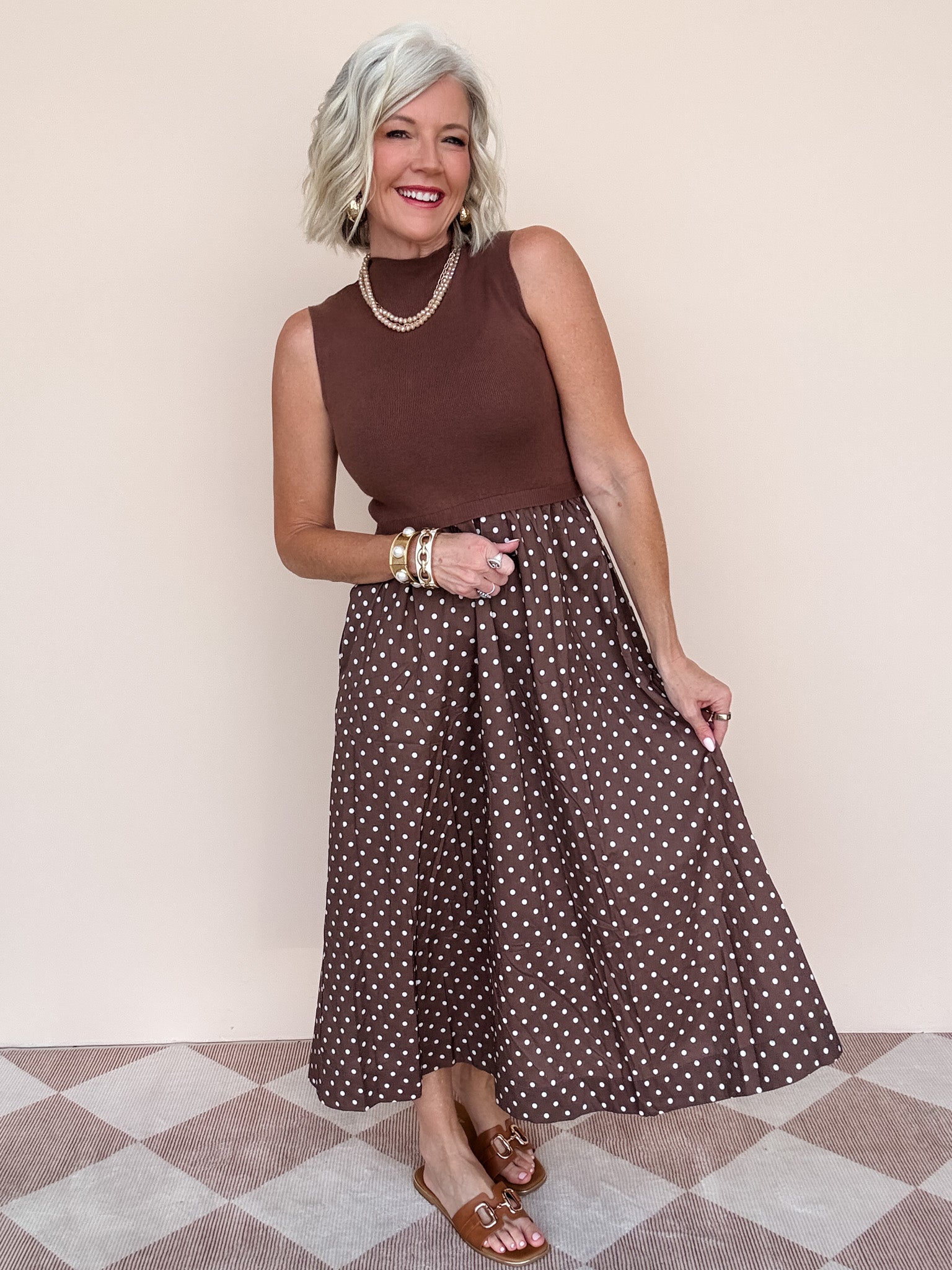 Palmer Dress | Brown Polka Dot