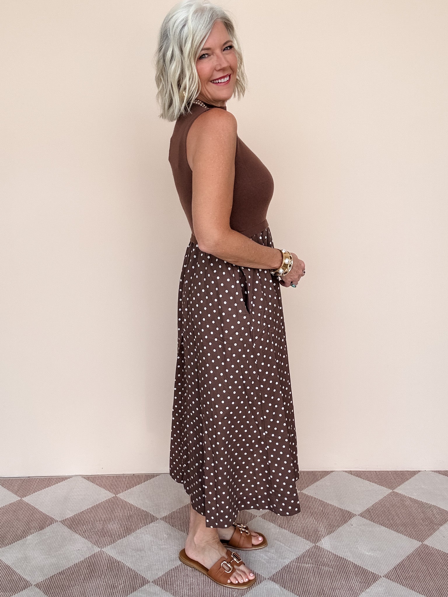 Palmer Dress | Brown Polka Dot