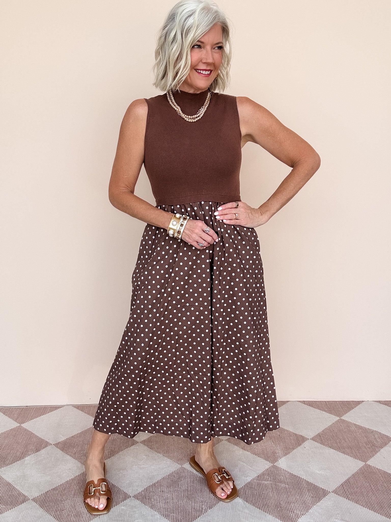 Palmer Dress | Brown Polka Dot