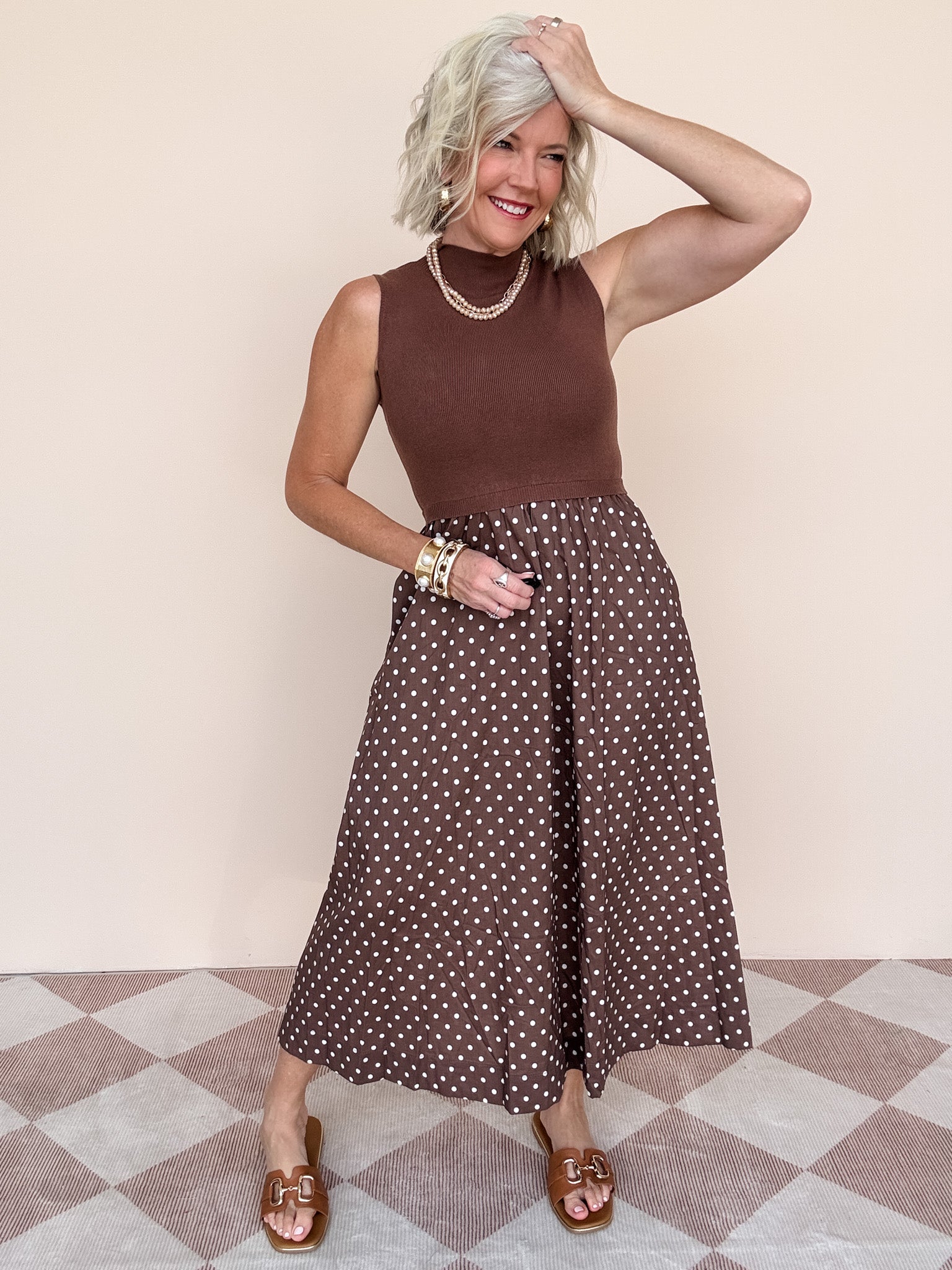 Palmer Dress | Brown Polka Dot