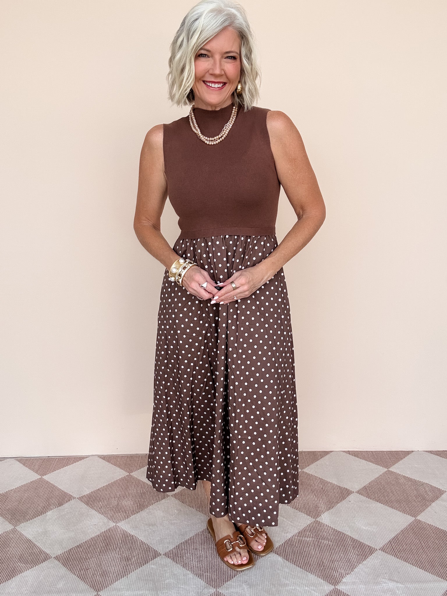 Palmer Dress | Brown Polka Dot