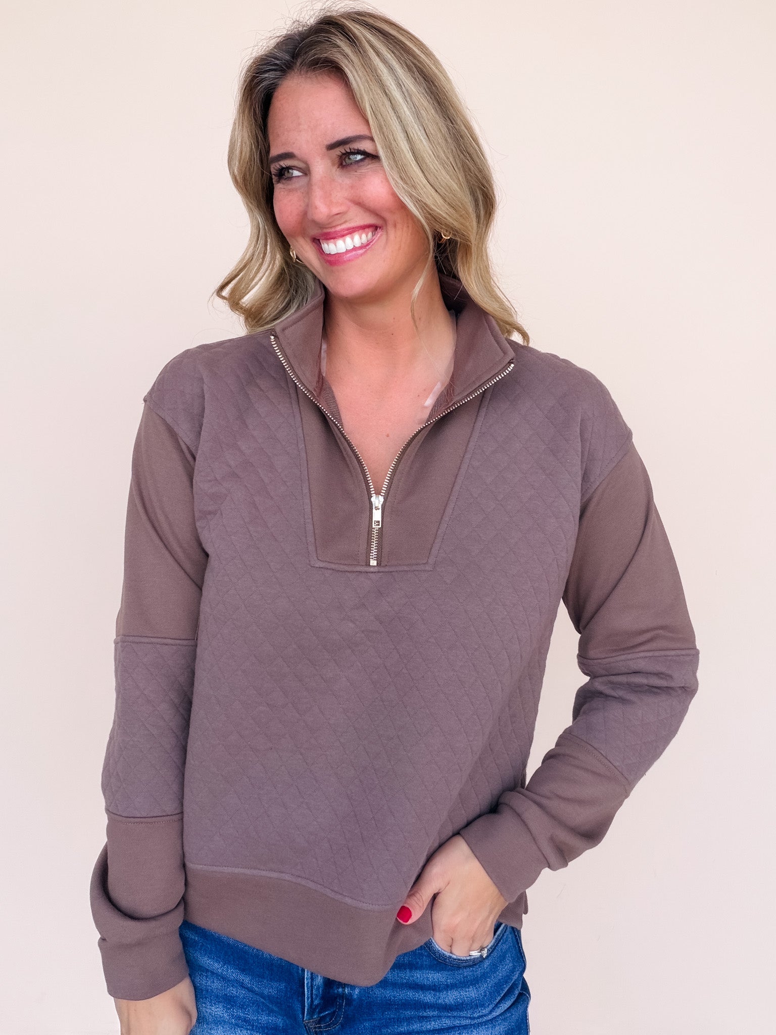 Quilt Trip Pullover | Cocoa