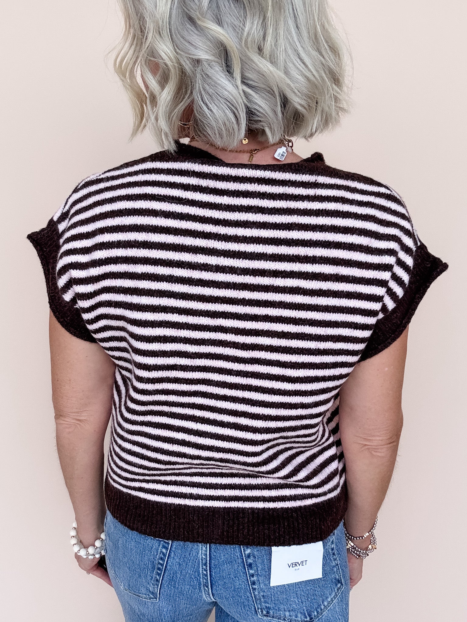 Ava Striped Knit Top | Brown