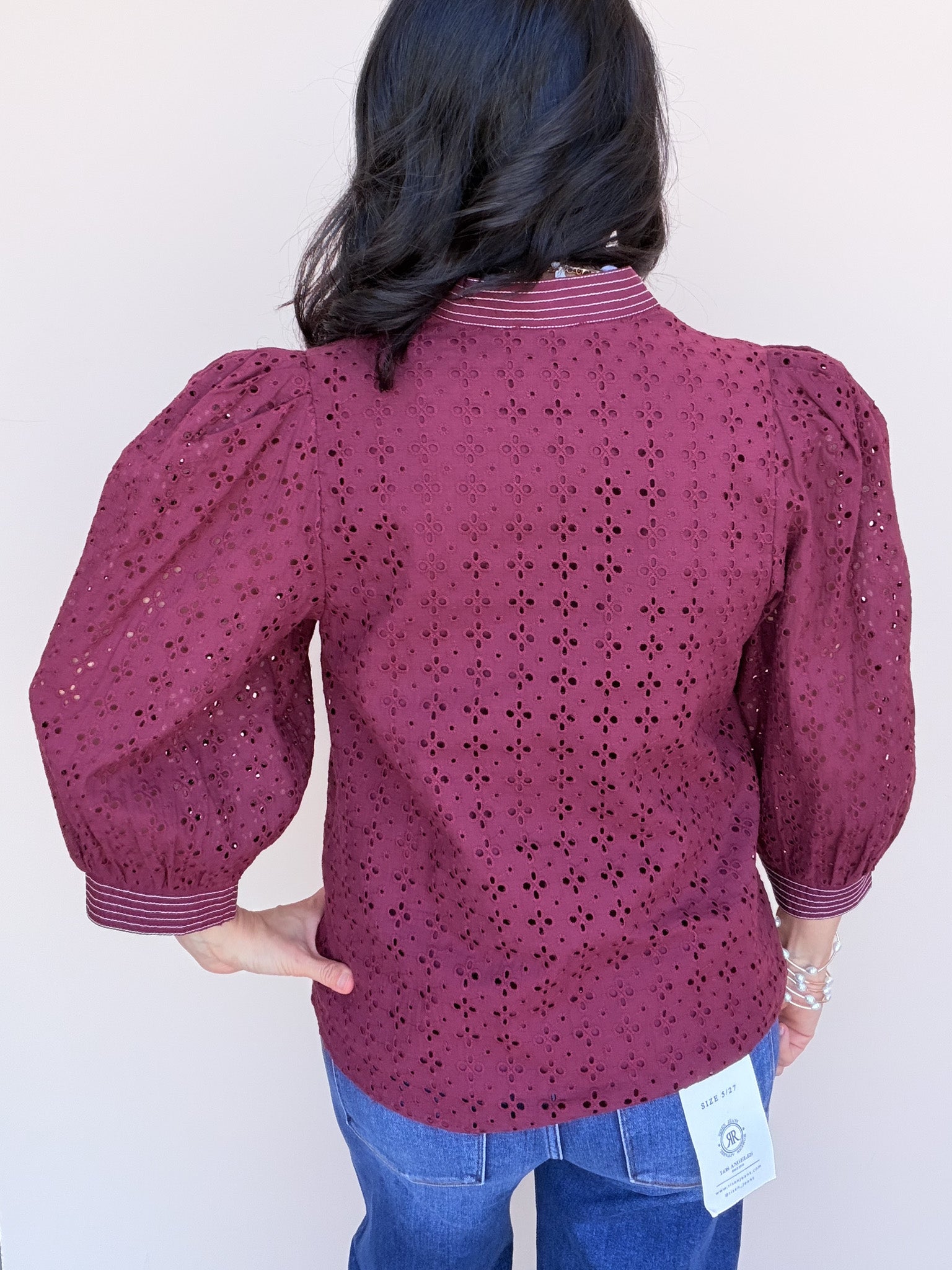 Eyelet Days Top | Burgundy