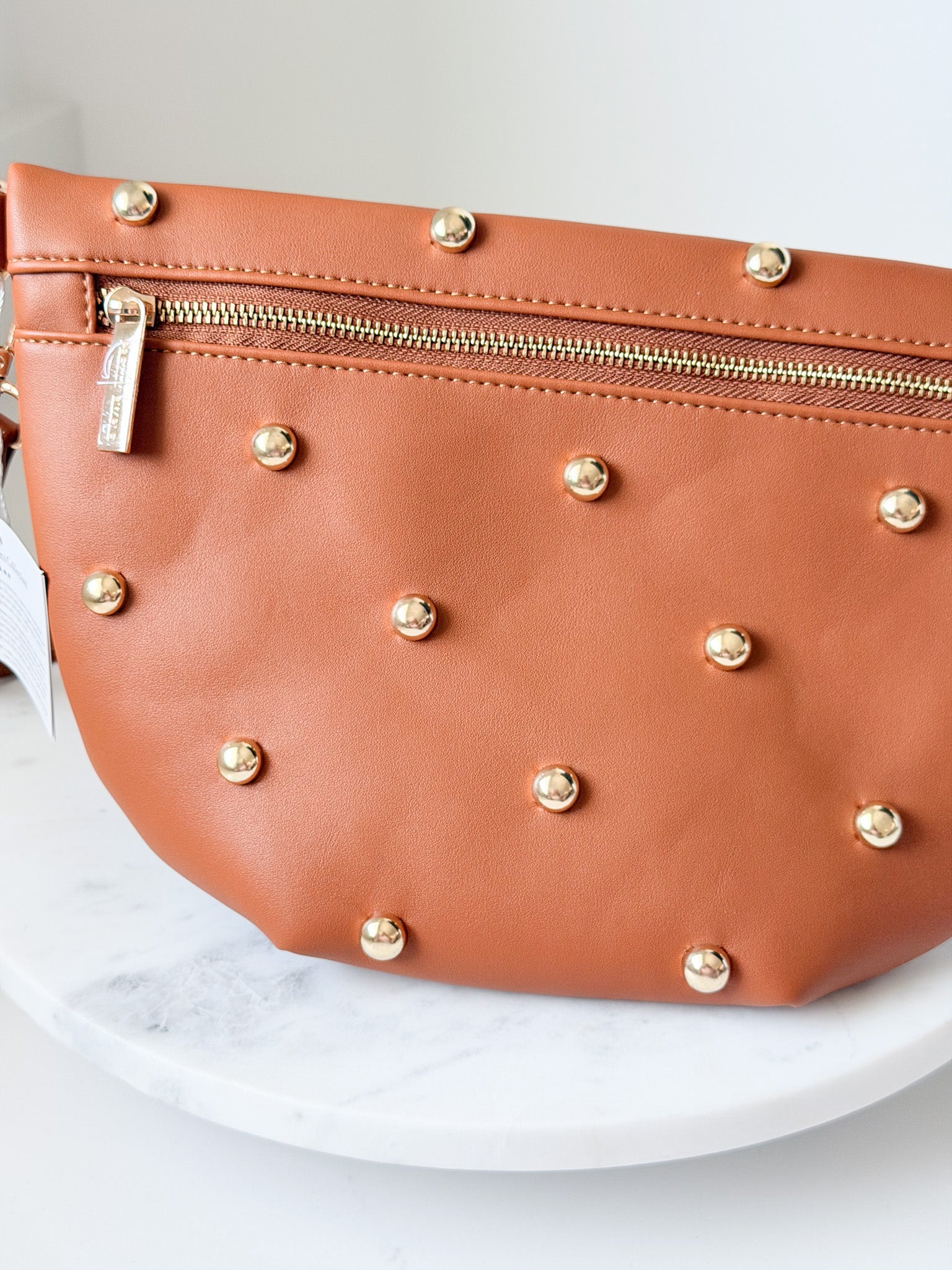 Gold Studded Westlyn Bum Bag | Brown