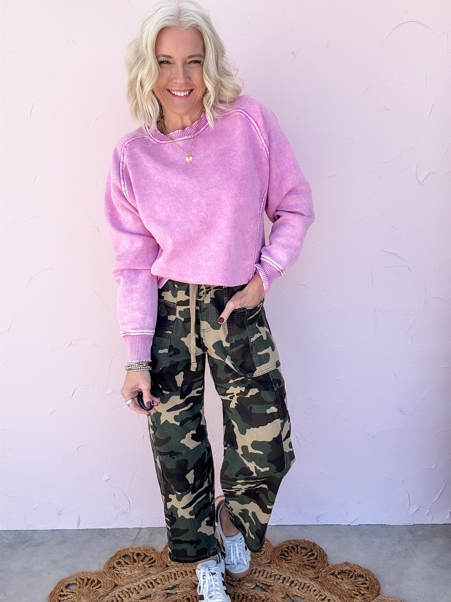 Tori Camo Print Barrel Pants