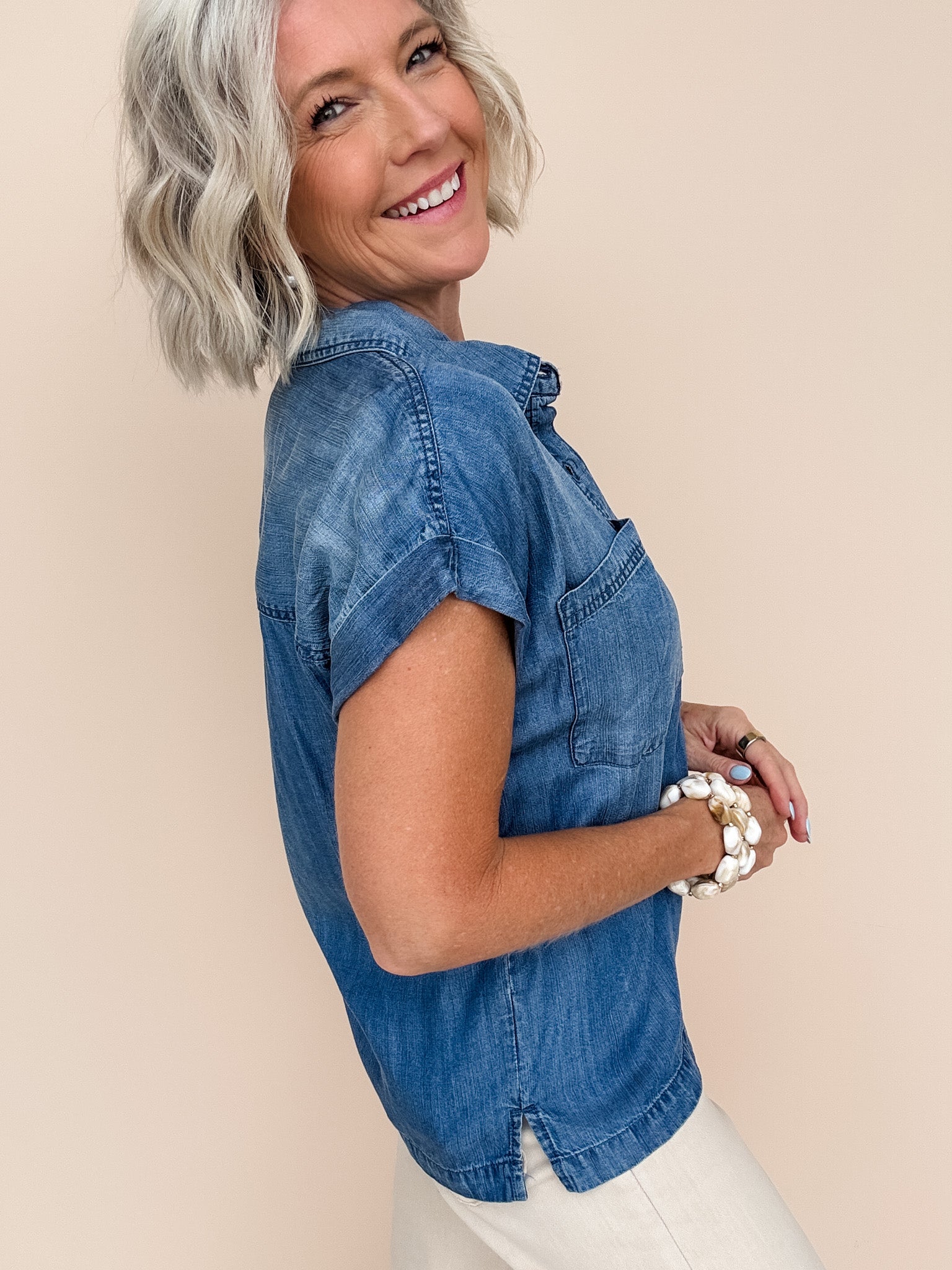 Evelyn Denim Top