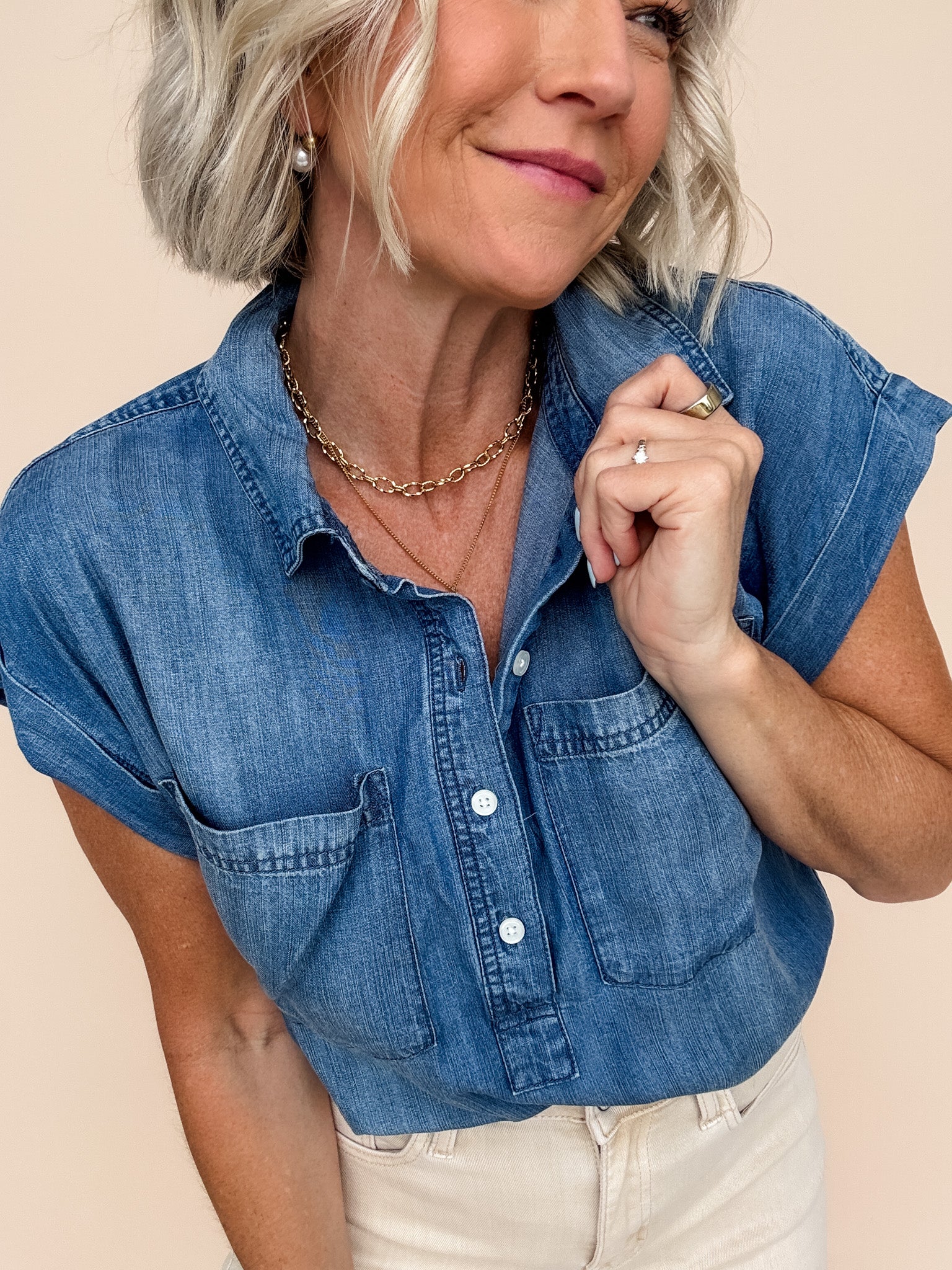 Evelyn Denim Top
