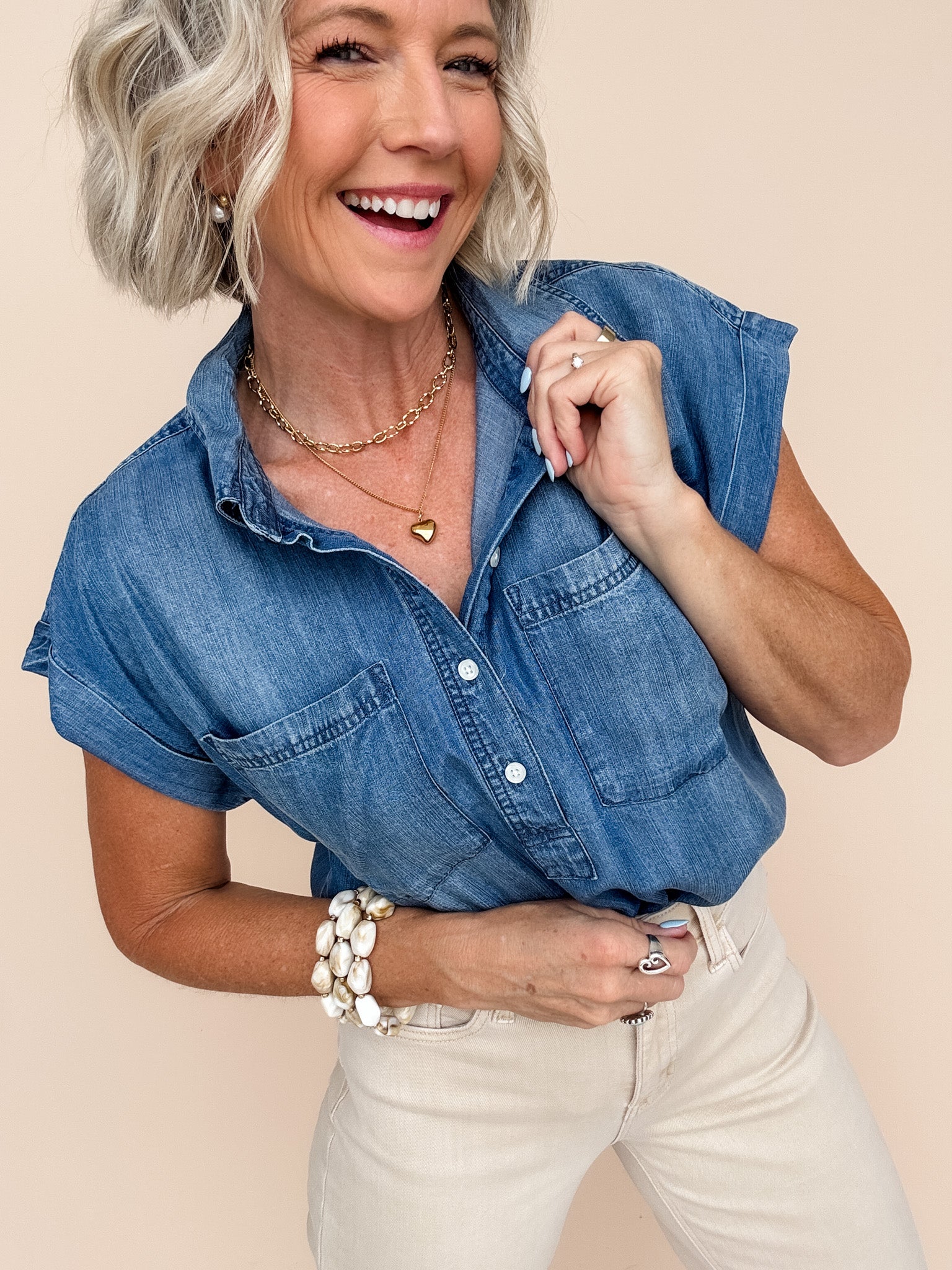 Evelyn Denim Top