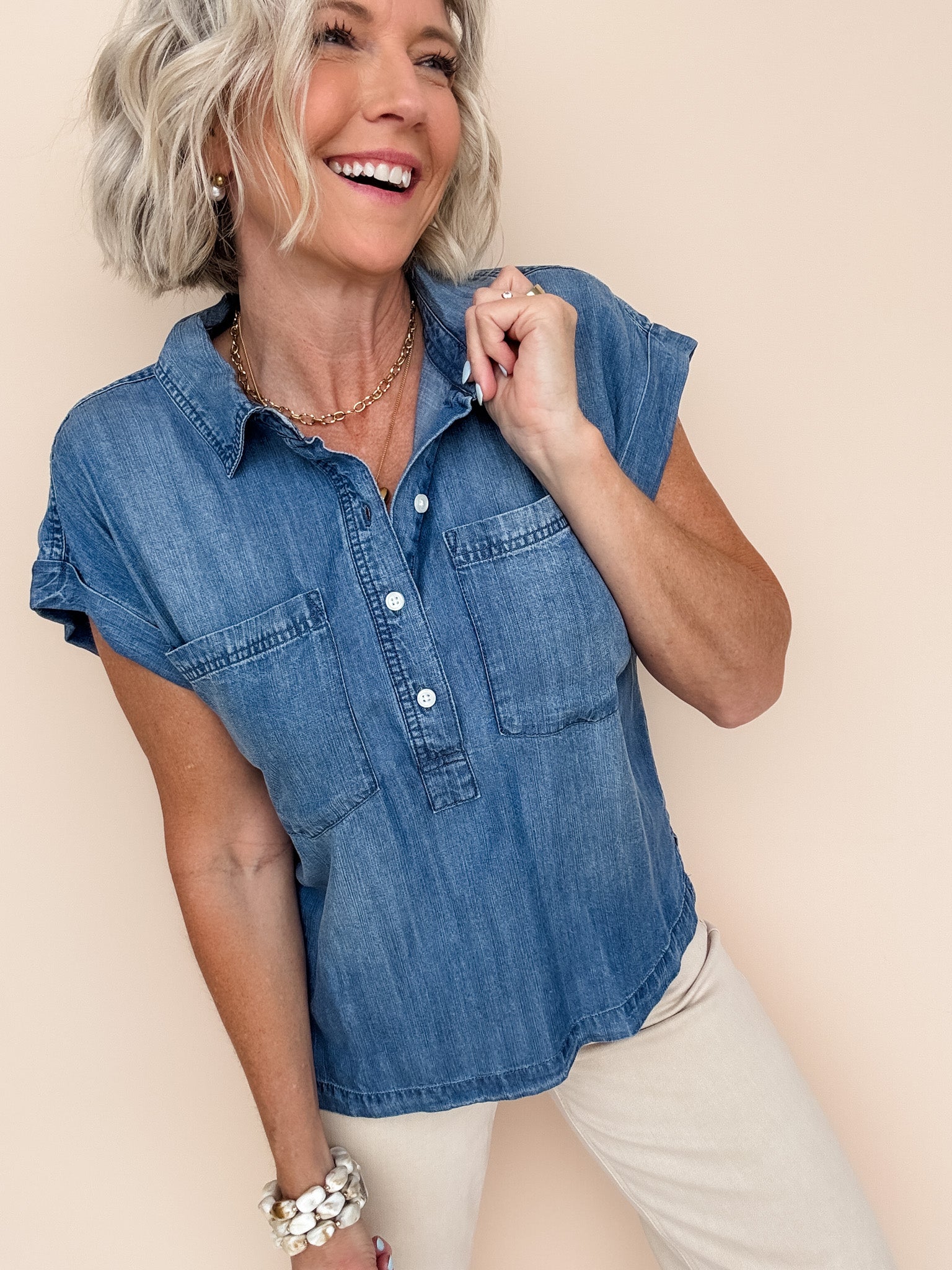 Evelyn Denim Top
