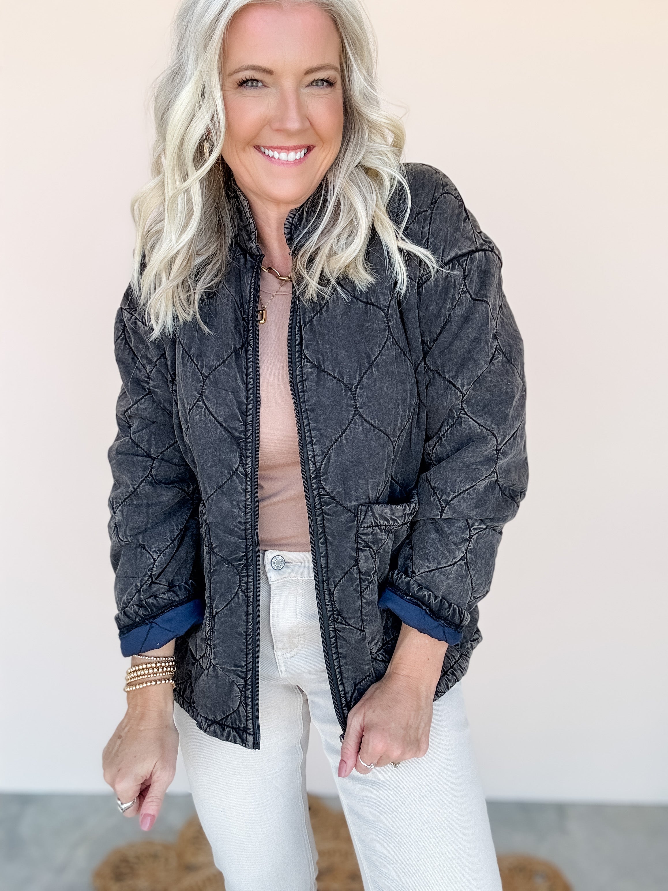 Charcoal Quilted Coat