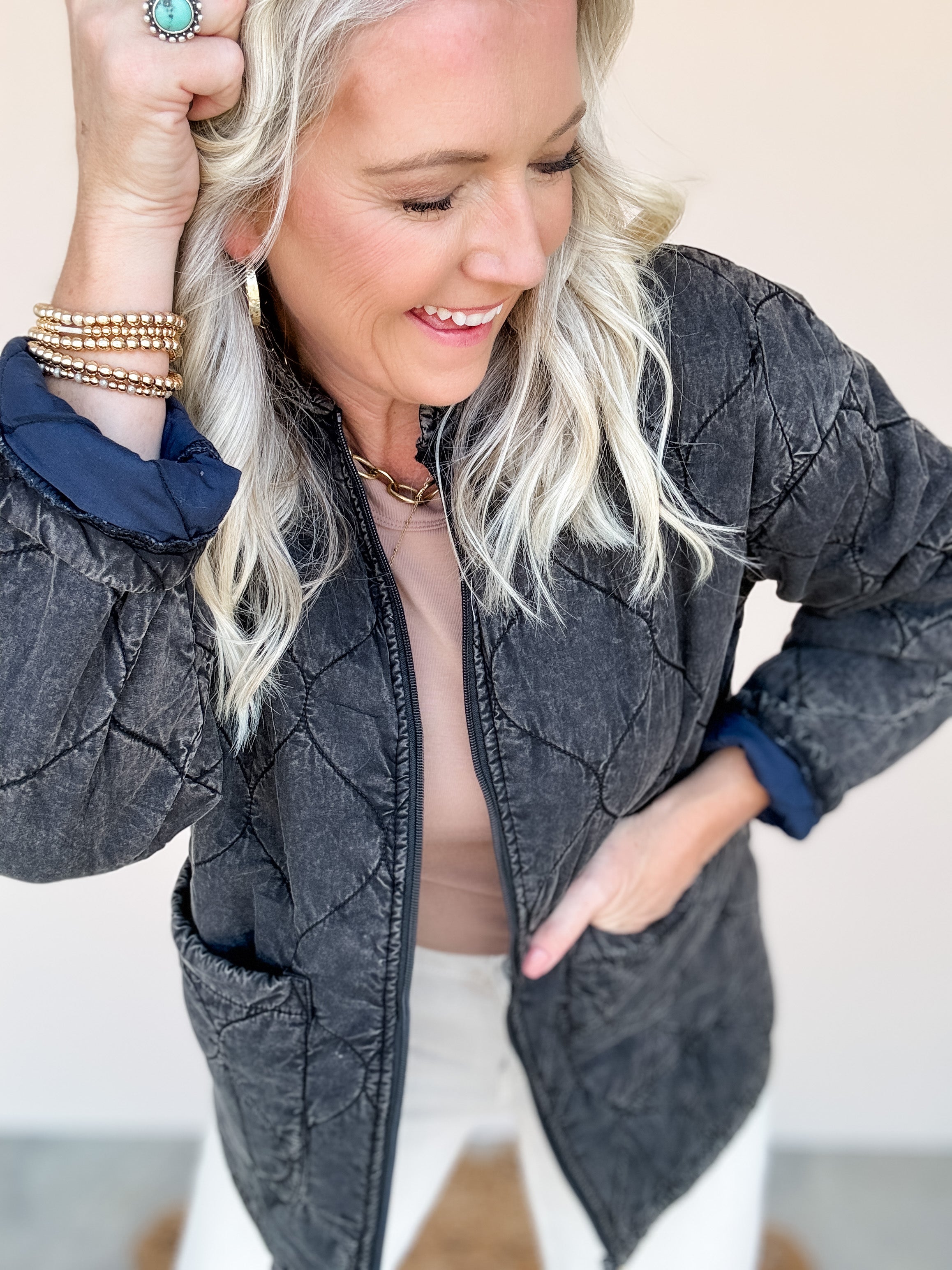 Charcoal Quilted Coat