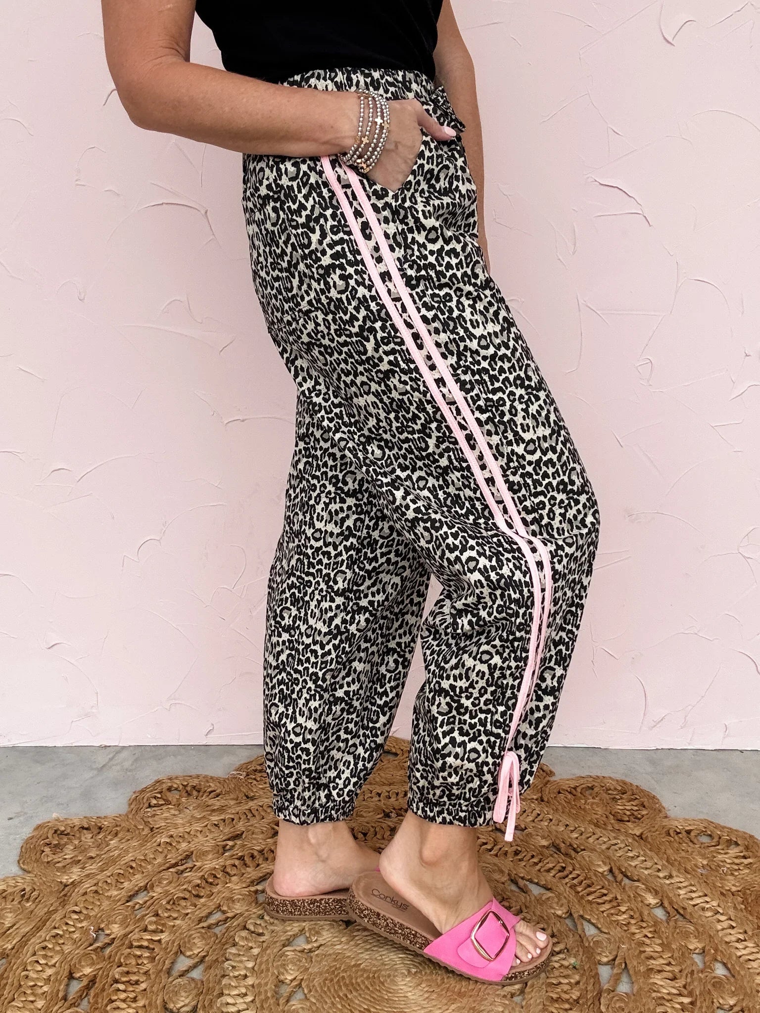Pink Line Leopard Joggers