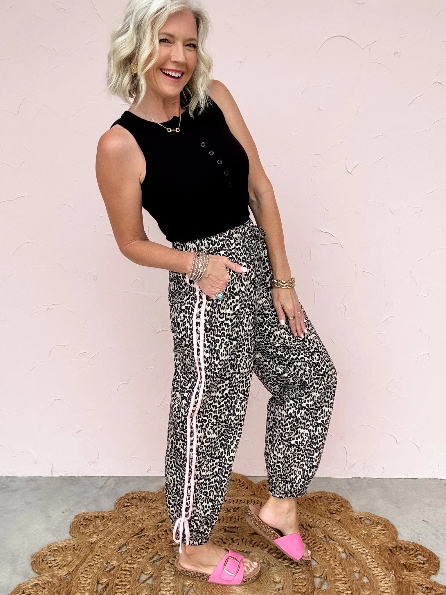 Pink Line Leopard Joggers