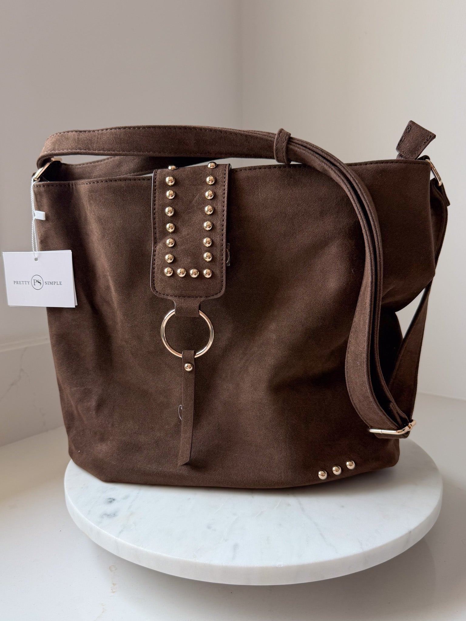 Rosemary Suede Bucket Bag | Chocolate