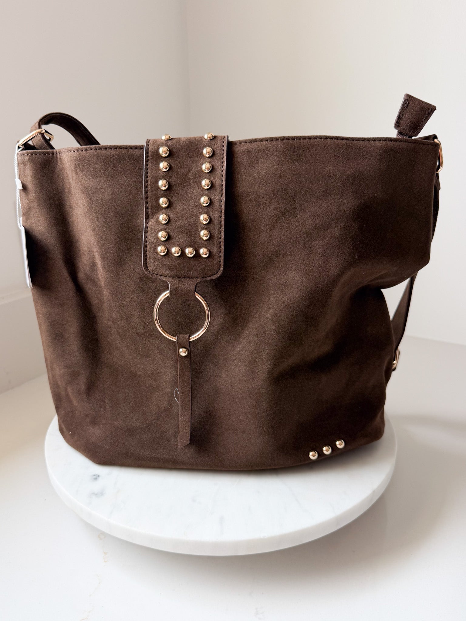 Rosemary Suede Bucket Bag | Chocolate