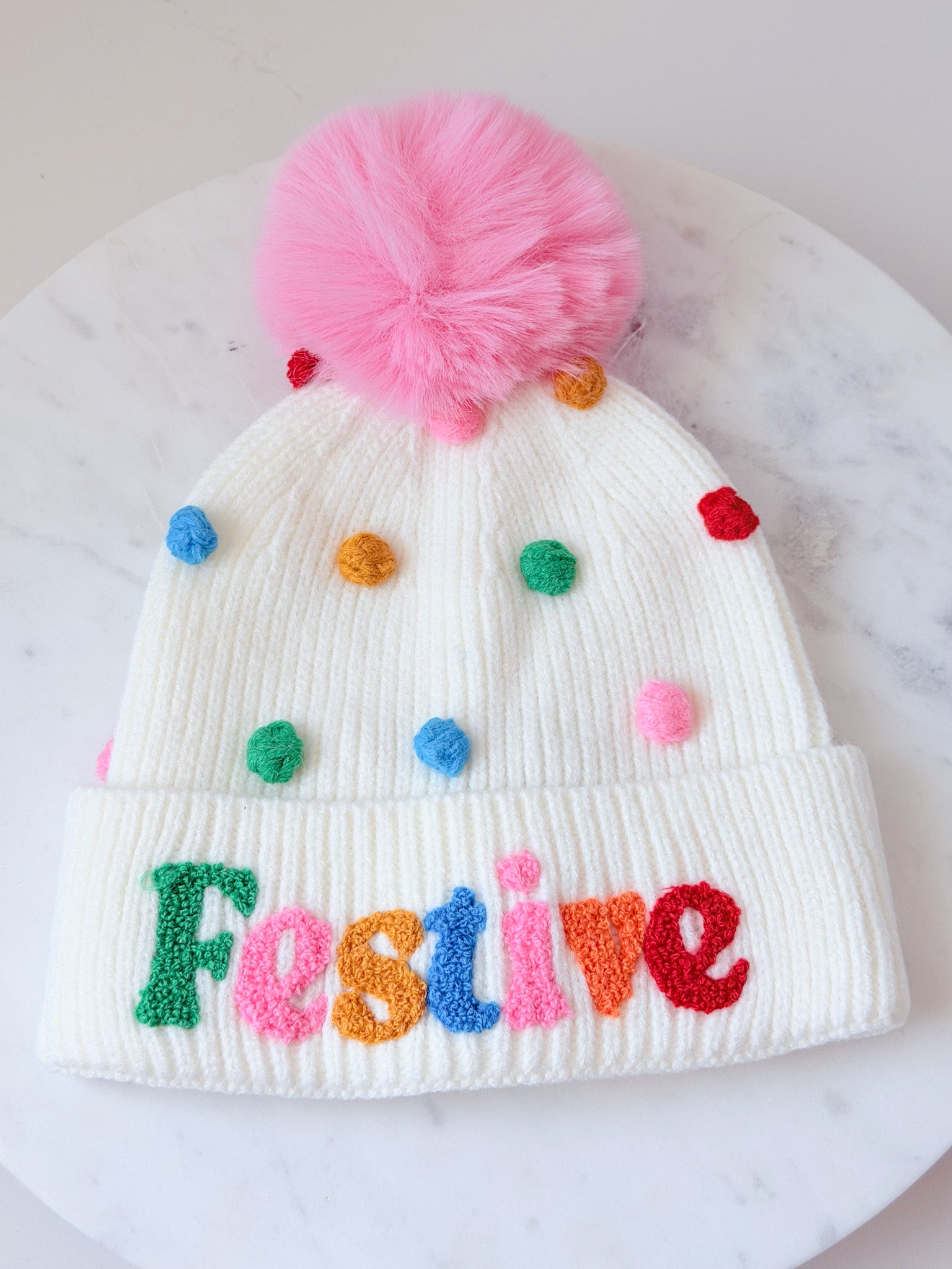 Festive Pom Pom Beanie
