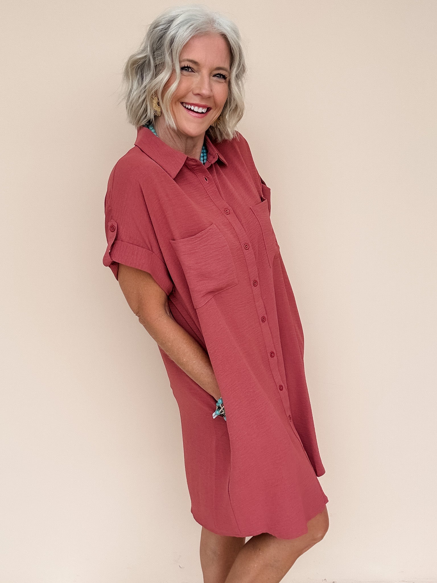 Marketplace Shirt Dress | Cinnamon