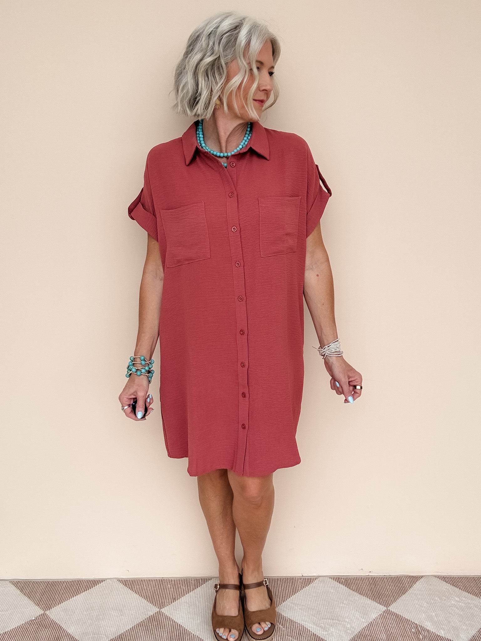 Marketplace Shirt Dress | Cinnamon