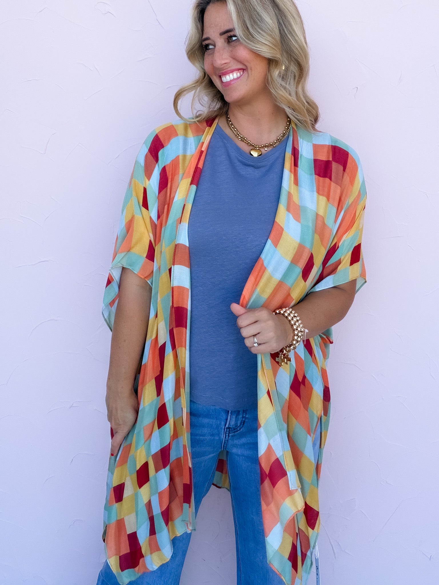 Golden Hour Check Kimono