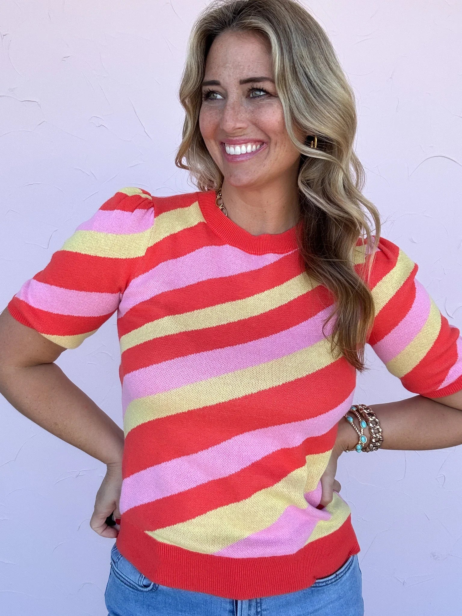 Sorbet Waves Sweater Top - 30% Off