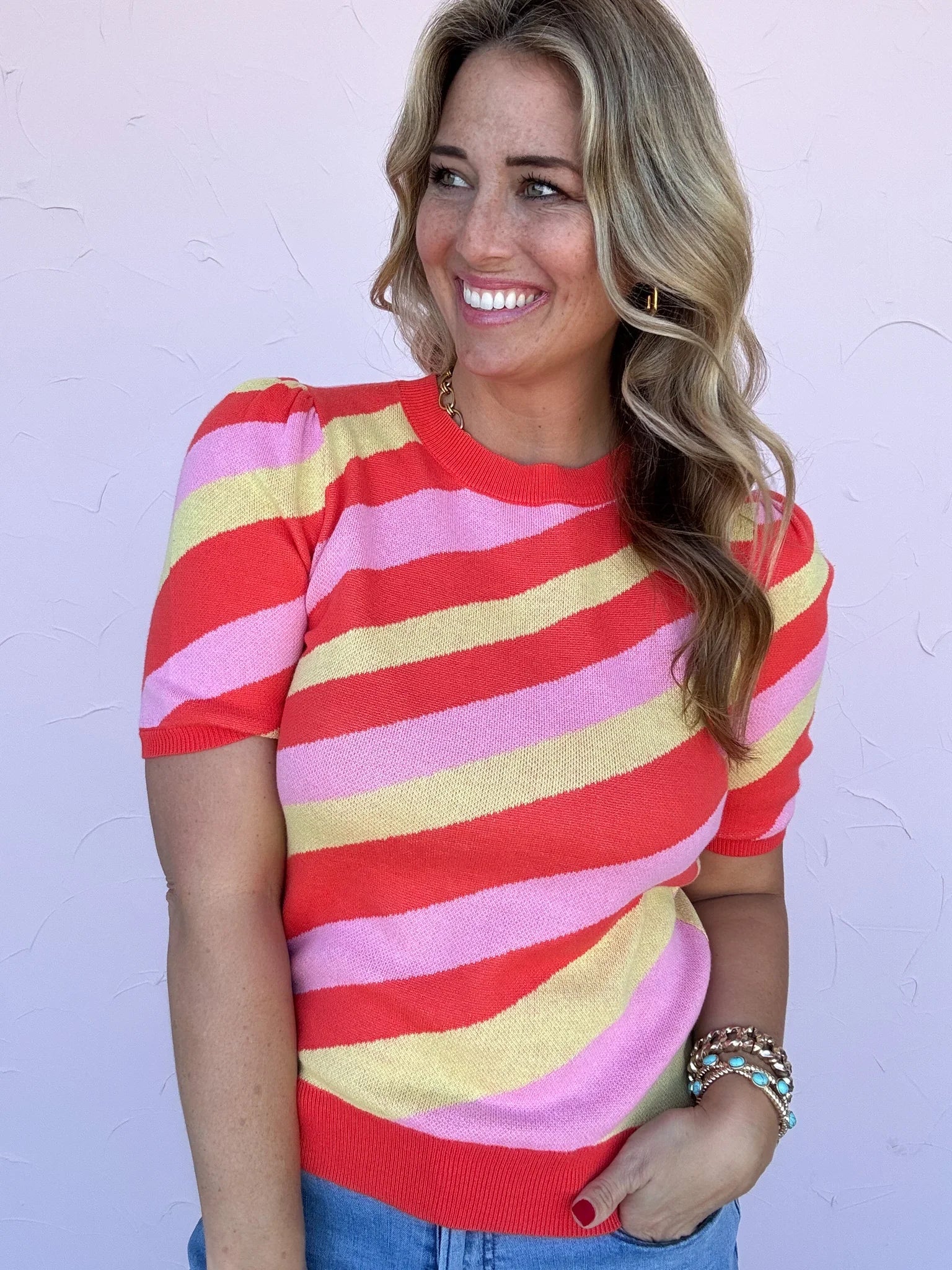 Sorbet Waves Sweater Top - 30% Off
