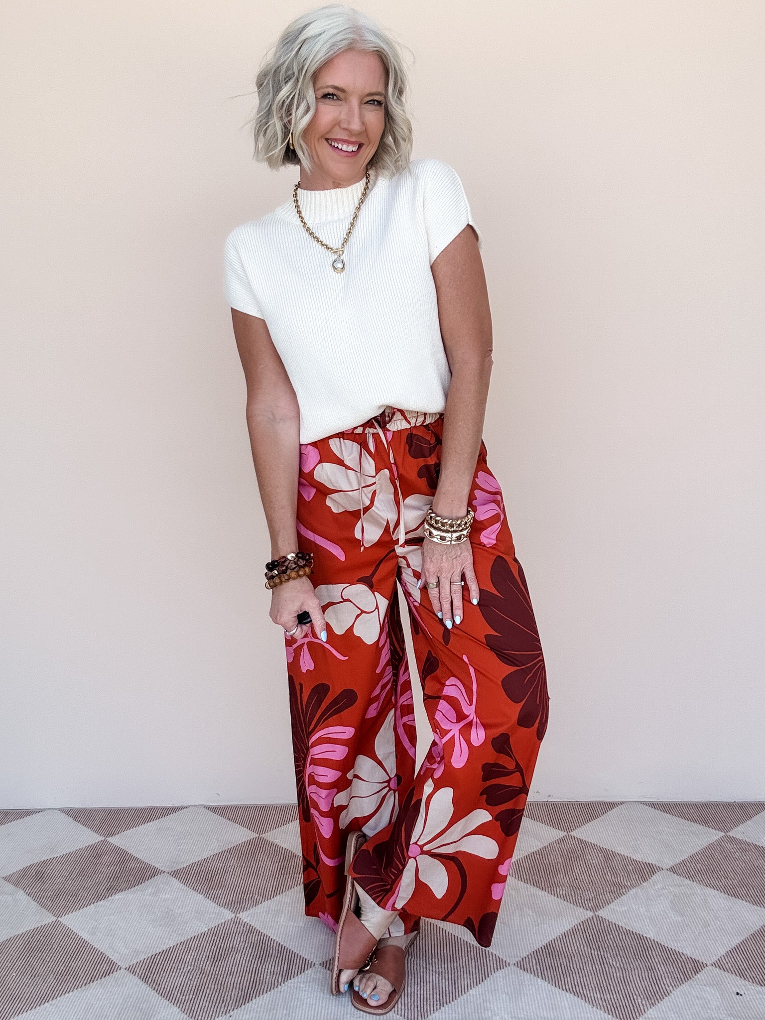 Desert Coral Wide Leg Pants