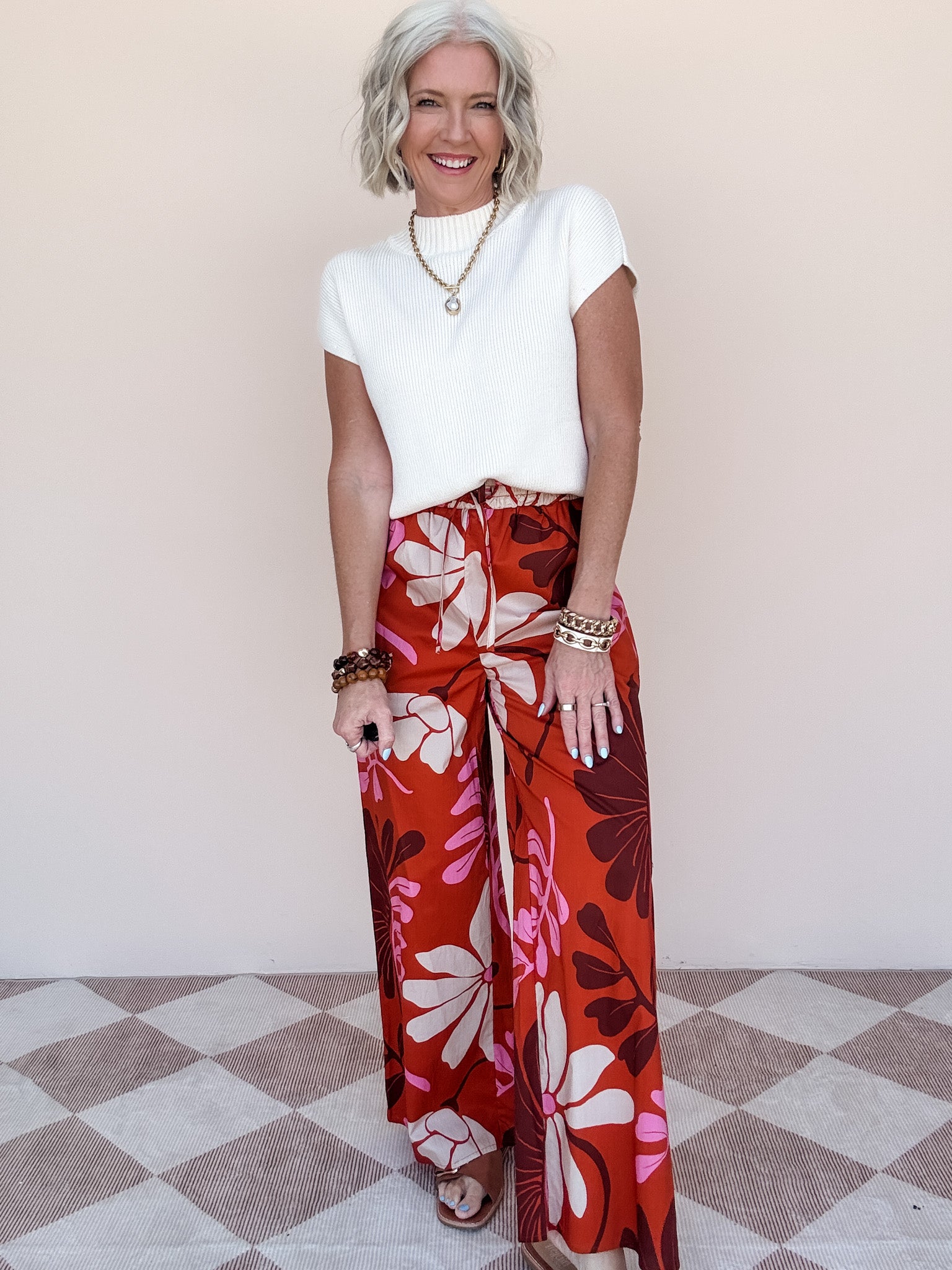 Desert Coral Wide Leg Pants