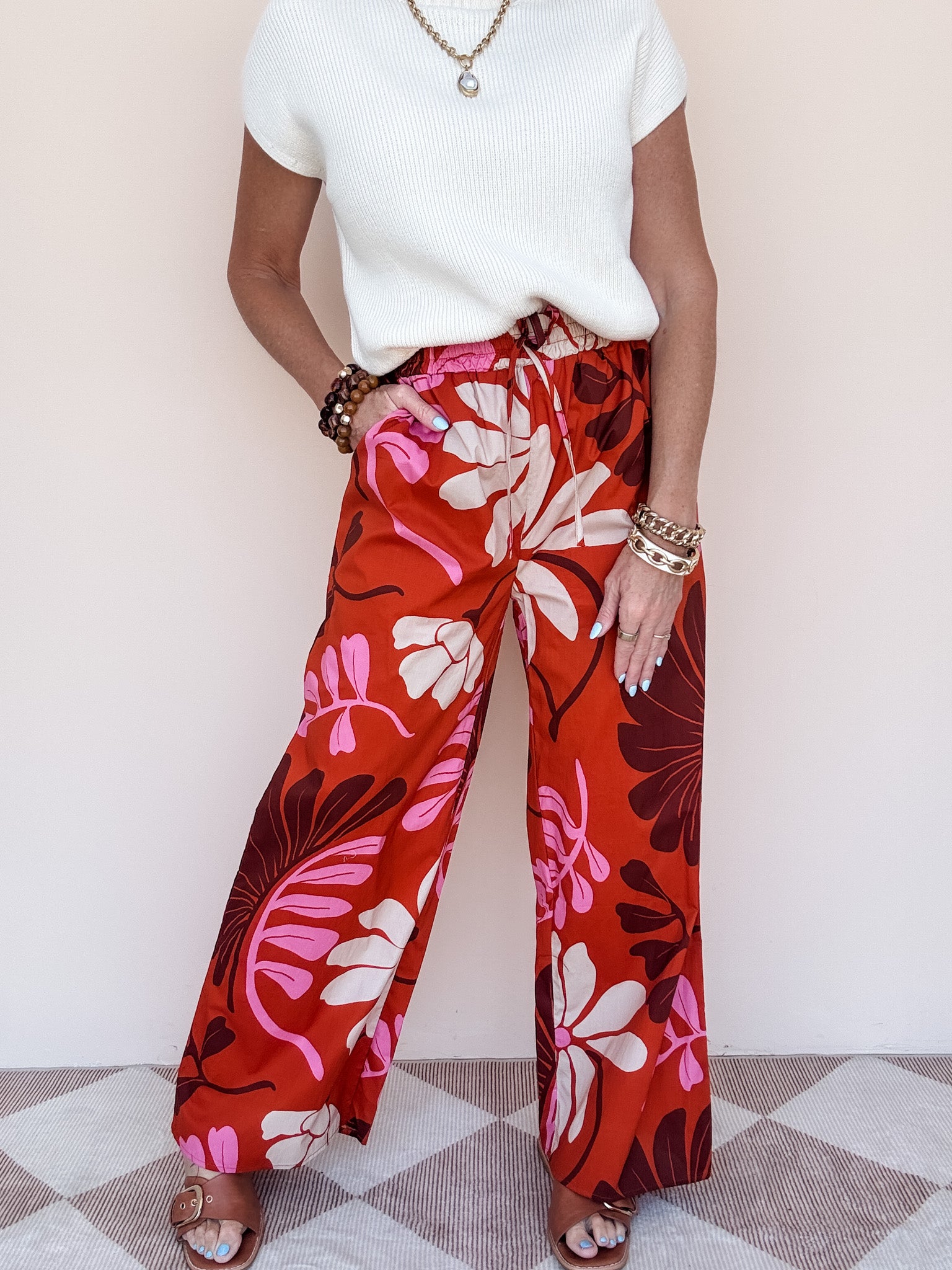 Desert Coral Wide Leg Pants