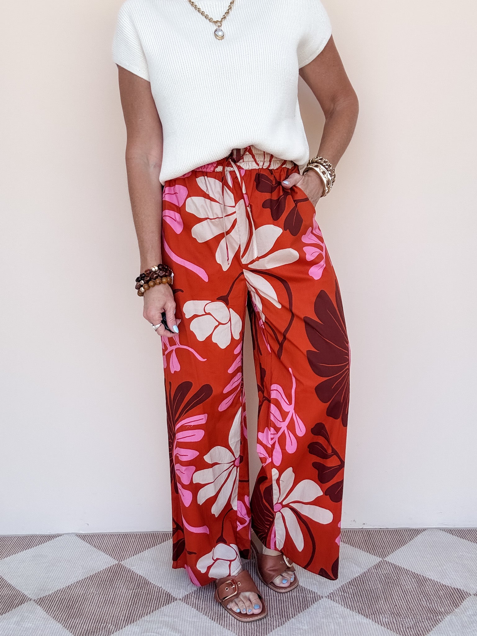 Desert Coral Wide Leg Pants