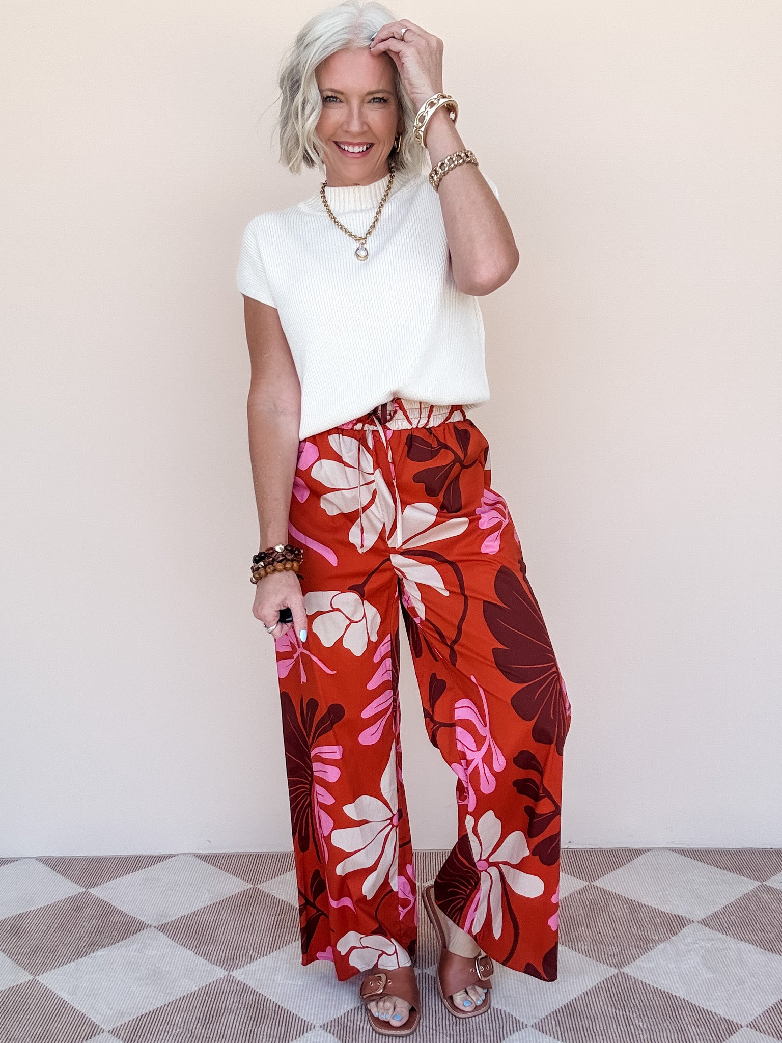 Desert Coral Wide Leg Pants