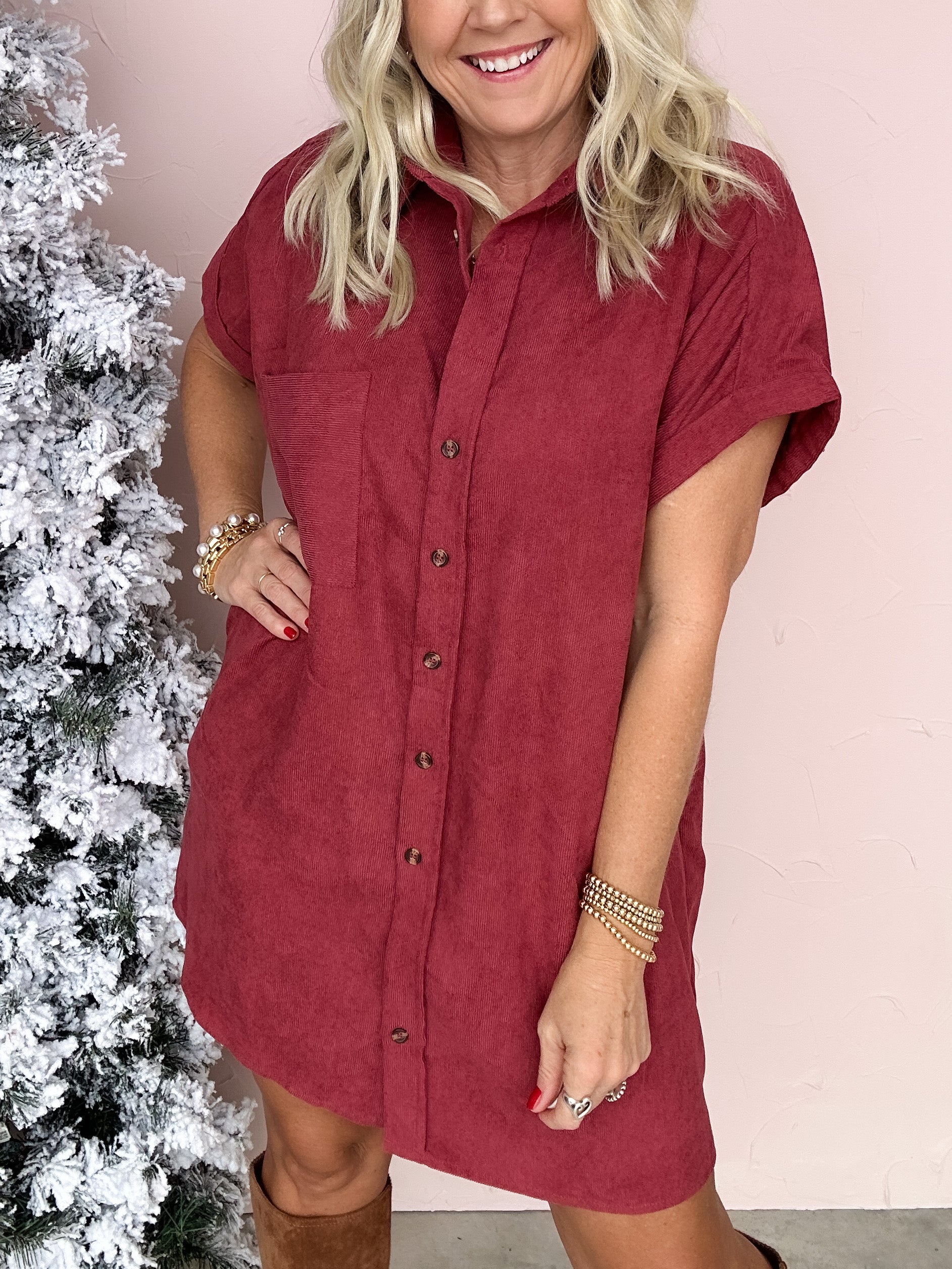 Merlot Corduroy Dress