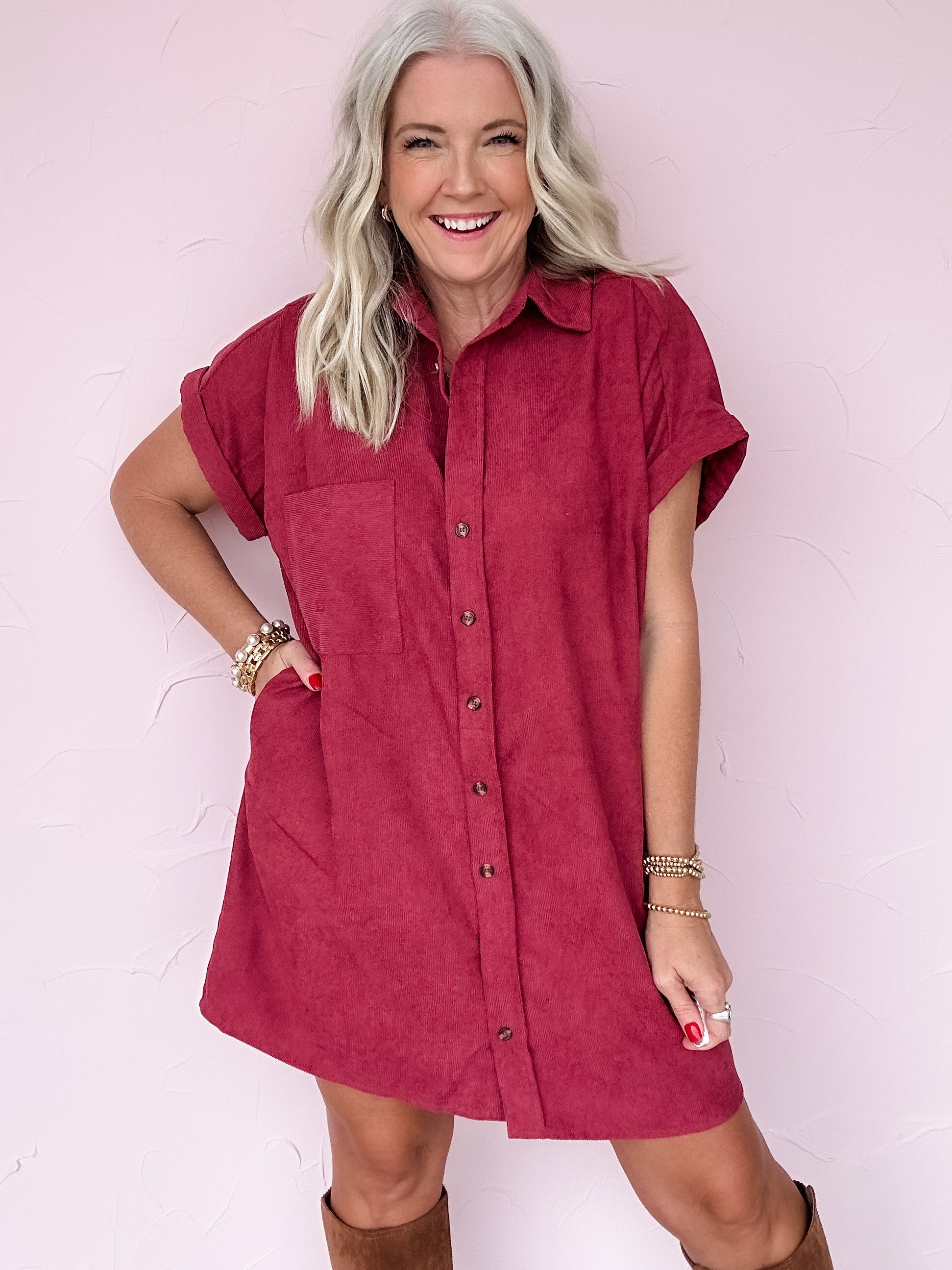 Merlot Corduroy Dress