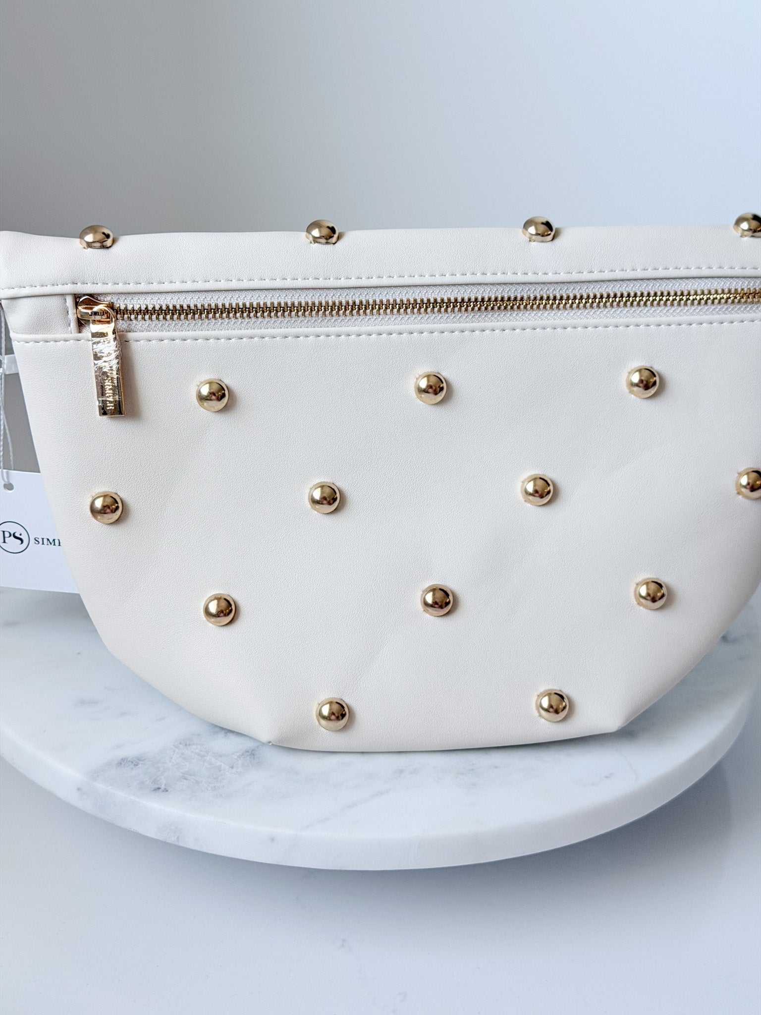 Gold Studded Westlyn Bum Bag | Cream