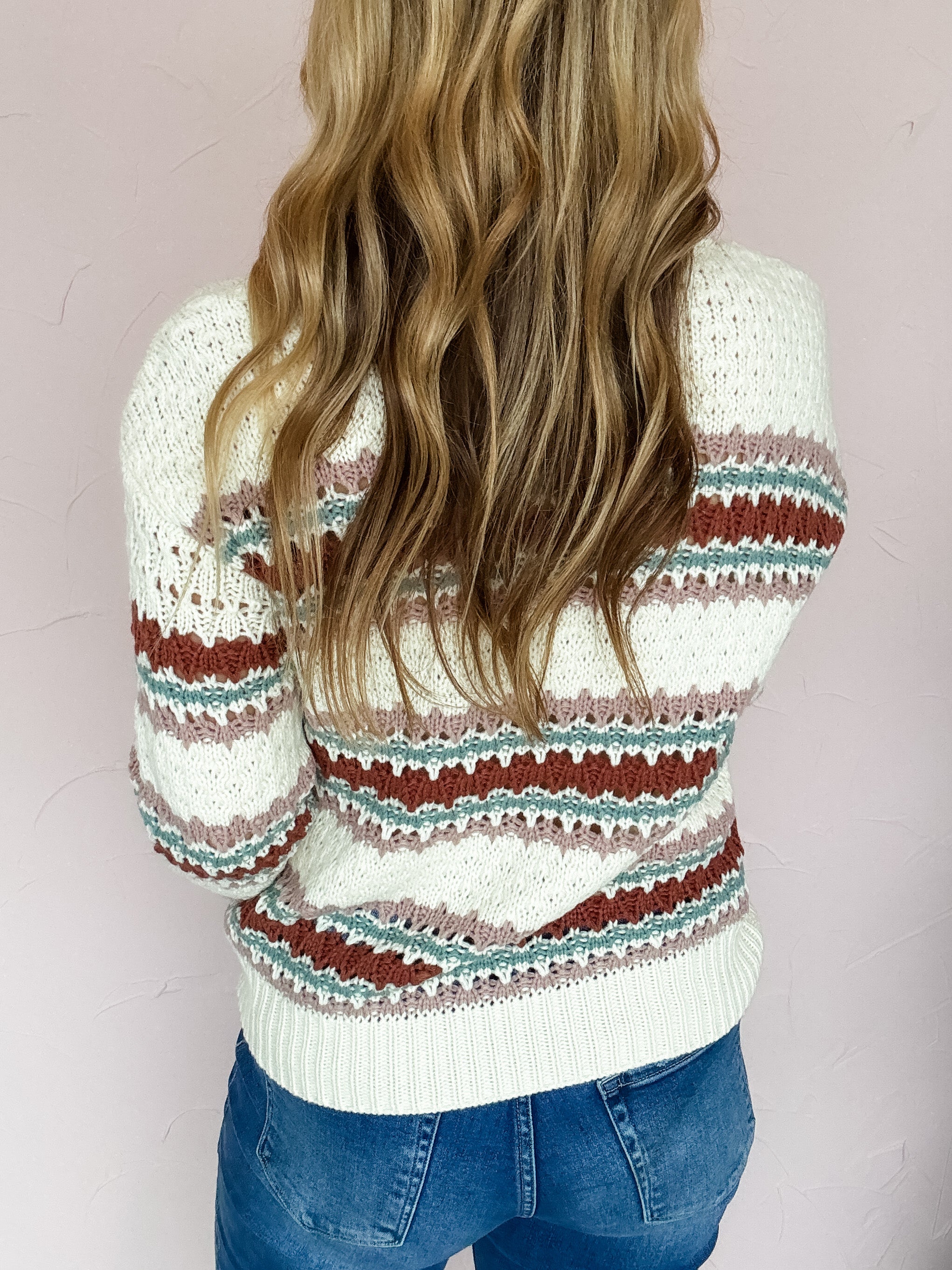 Rosebud Crochet Knit Sweater