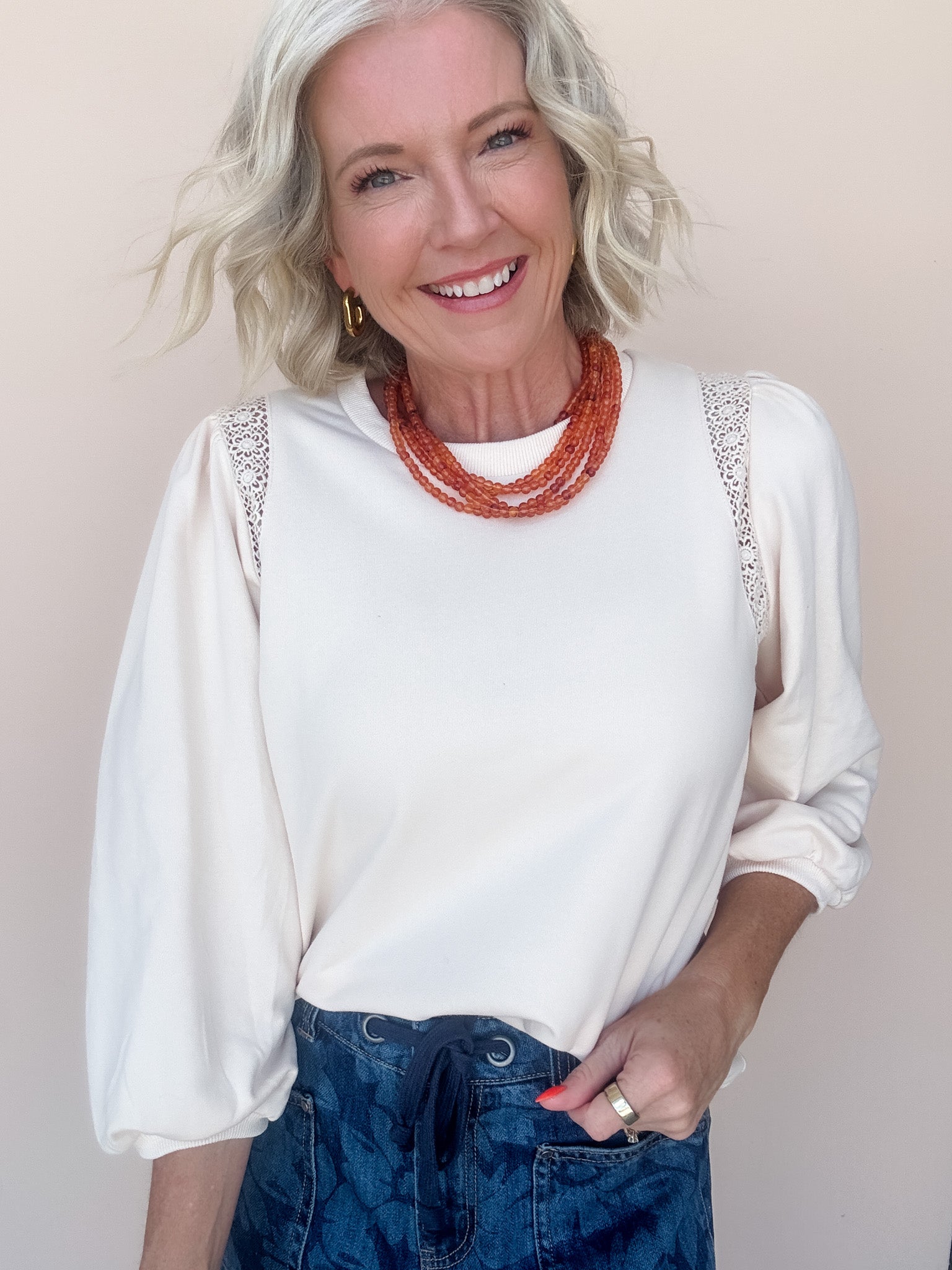 Laced With Love Top | Oatmeal