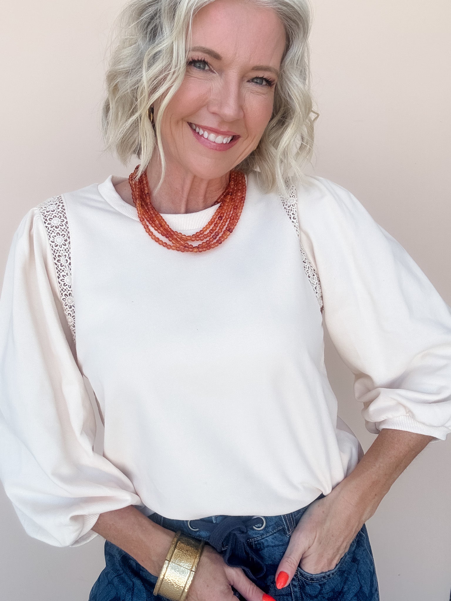 Laced With Love Top | Oatmeal