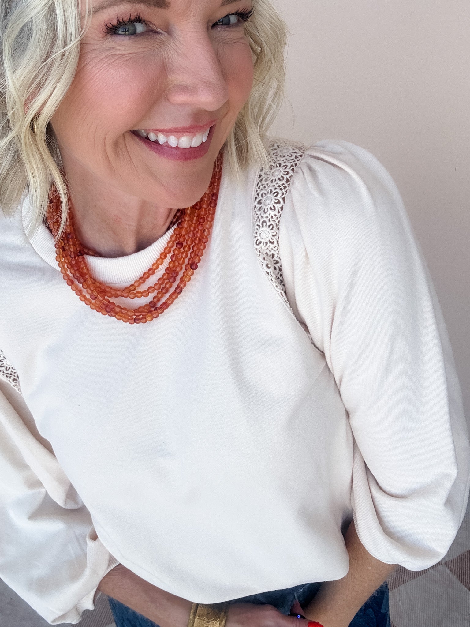 Laced With Love Top | Oatmeal