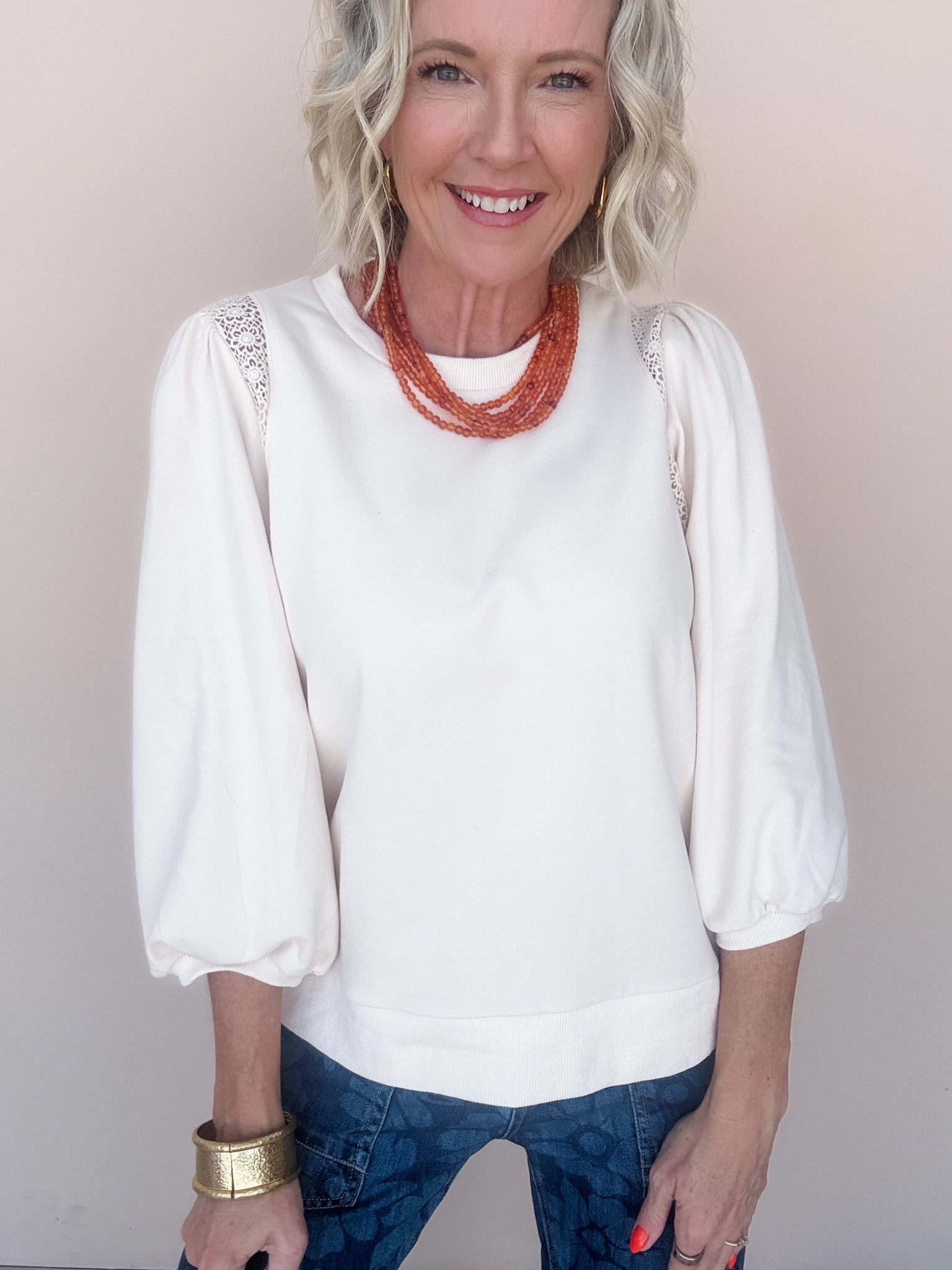 Laced With Love Top | Oatmeal