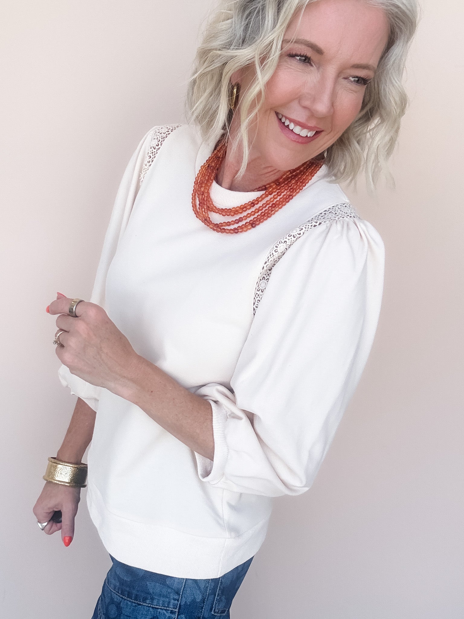 Laced With Love Top | Oatmeal